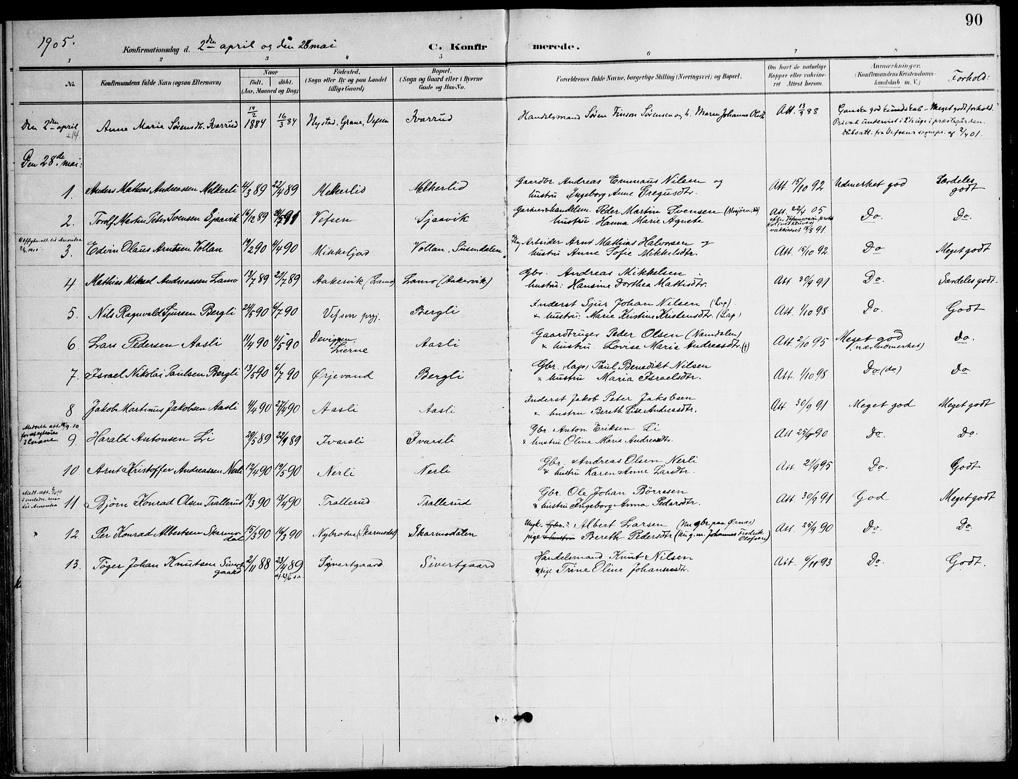 Ministerialprotokoller, klokkerbøker og fødselsregistre - Nordland, AV/SAT-A-1459/823/L0326: Parish register (official) no. 823A03, 1899-1919, p. 90