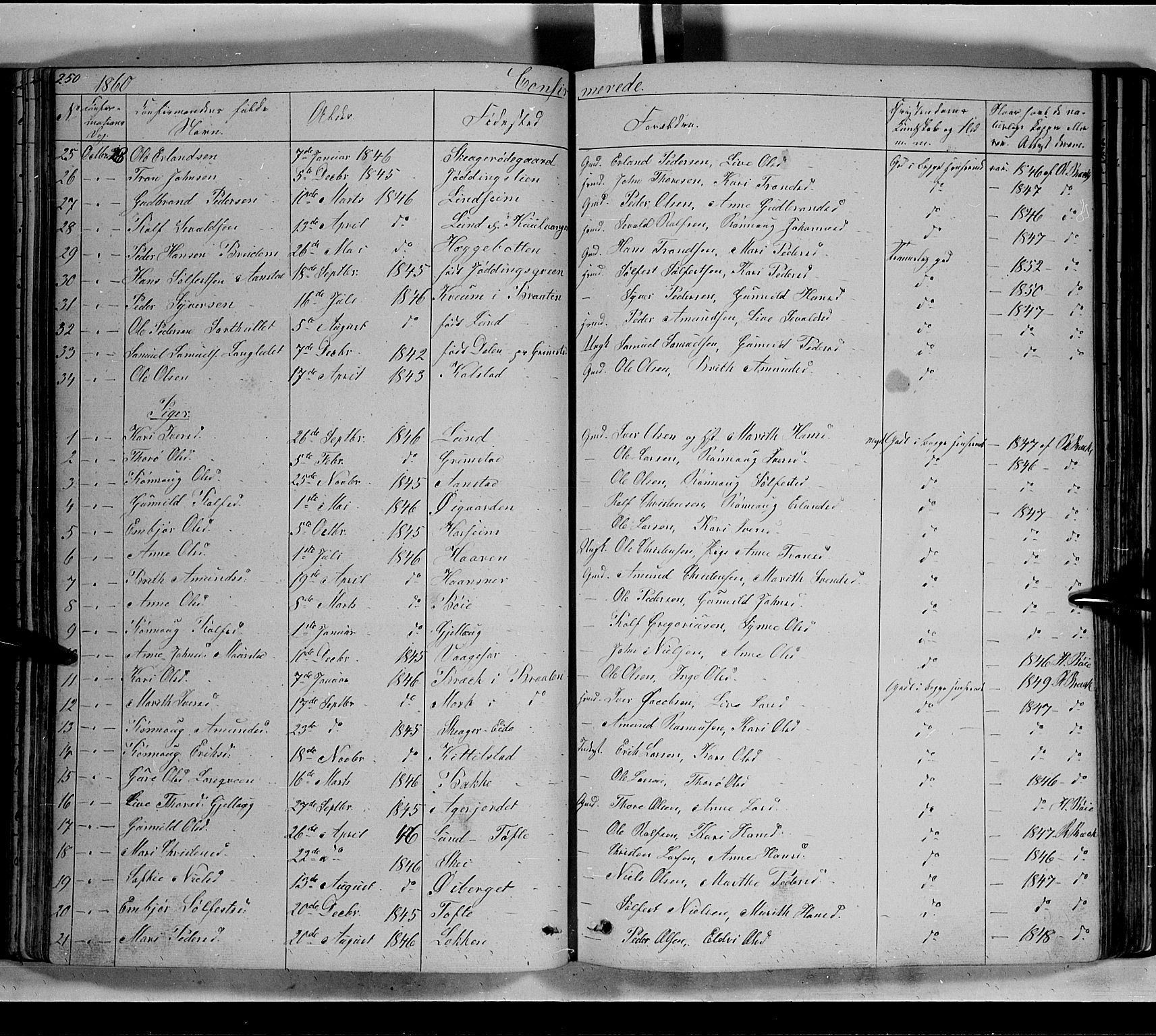 Lom prestekontor, AV/SAH-PREST-070/L/L0004: Parish register (copy) no. 4, 1845-1864, p. 250-251