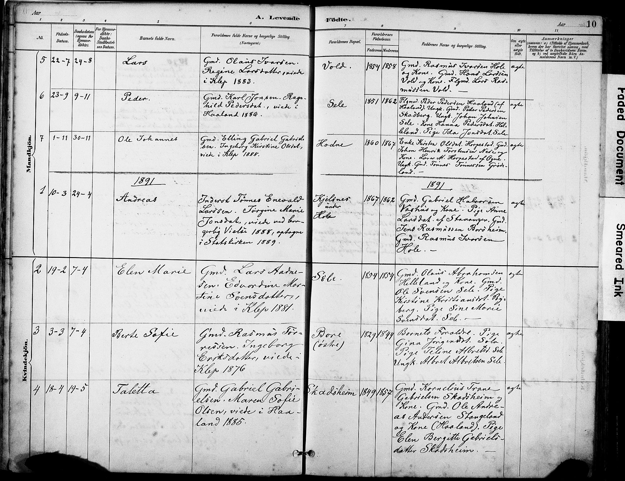 Klepp sokneprestkontor, SAST/A-101803/001/3/30BA/L0008: Parish register (official) no. A 9, 1886-1919, p. 10