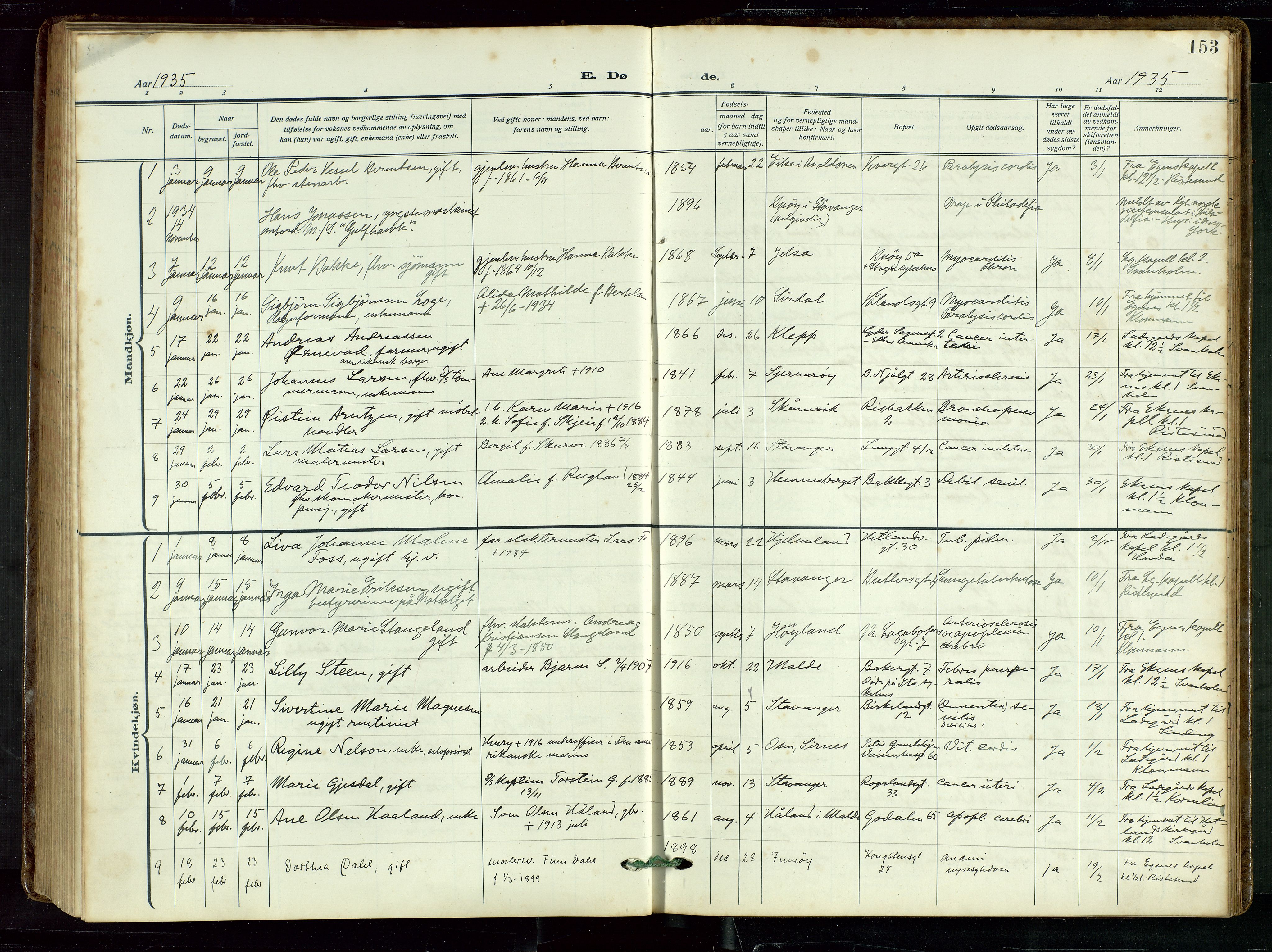 St. Petri sokneprestkontor, AV/SAST-A-101813/002/D/L0003: Parish register (official) no. A 28, 1919-1938, p. 153