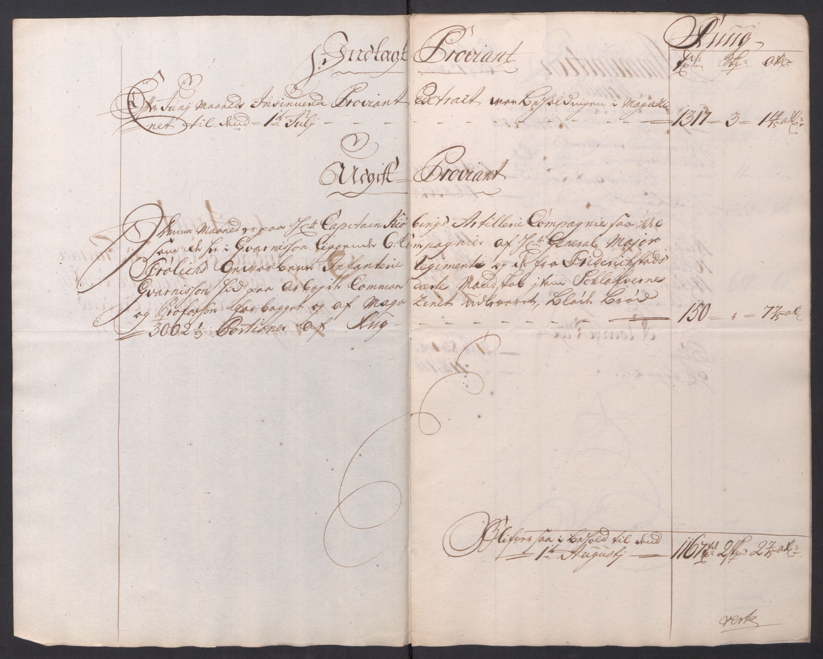 Kommanderende general (KG I) med Det norske krigsdirektorium, AV/RA-EA-5419/D/L0154: Fredriksten festning: Brev, inventarfortegnelser og regnskapsekstrakter, 1730-1739, p. 246