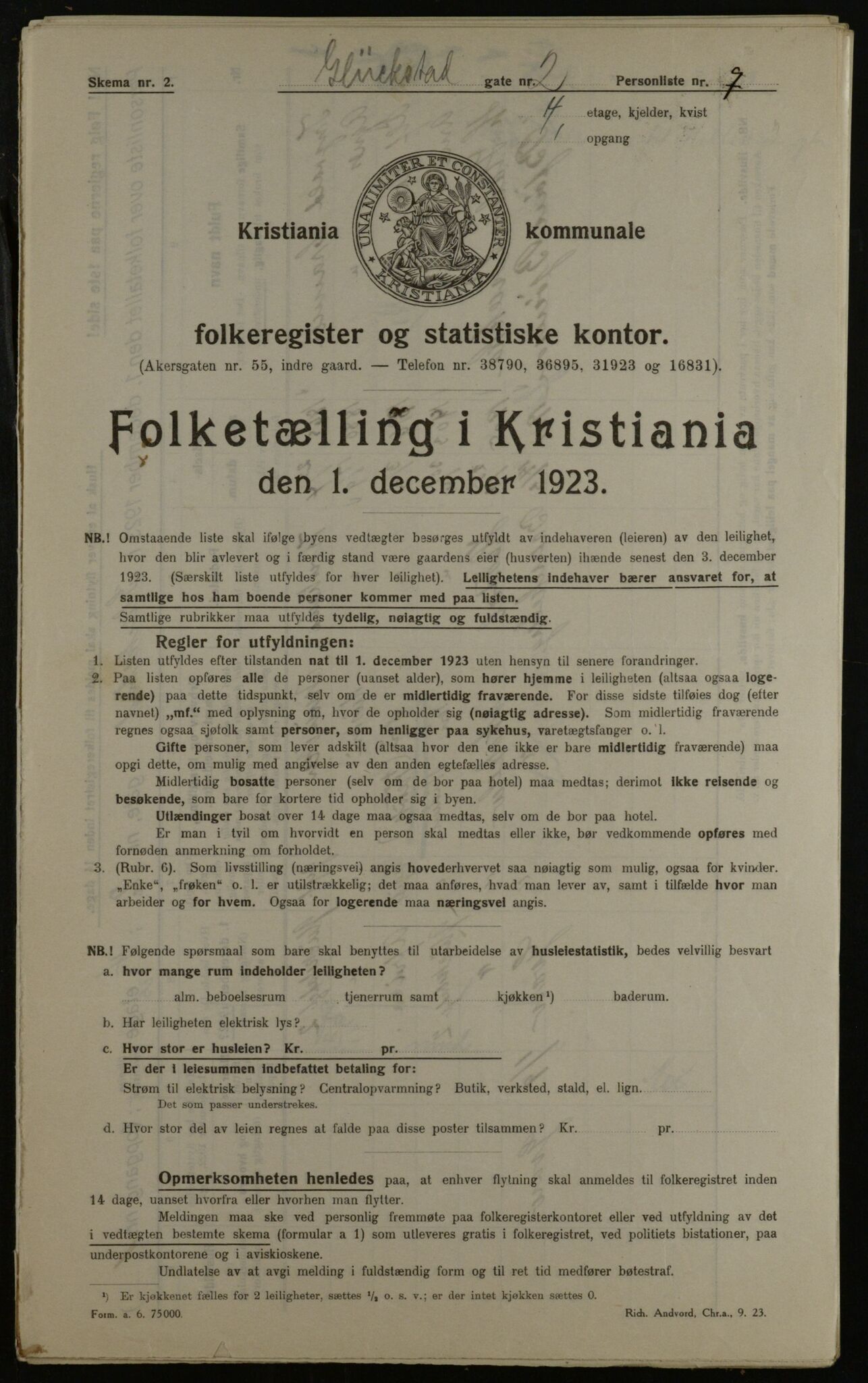 OBA, Municipal Census 1923 for Kristiania, 1923, p. 33266