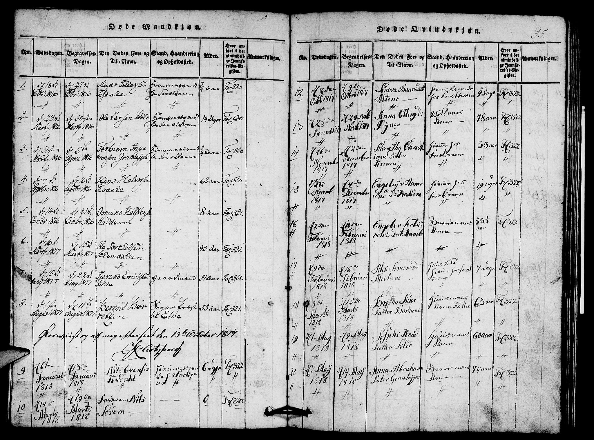Etne sokneprestembete, SAB/A-75001/H/Hab: Parish register (copy) no. A 1, 1815-1849, p. 95