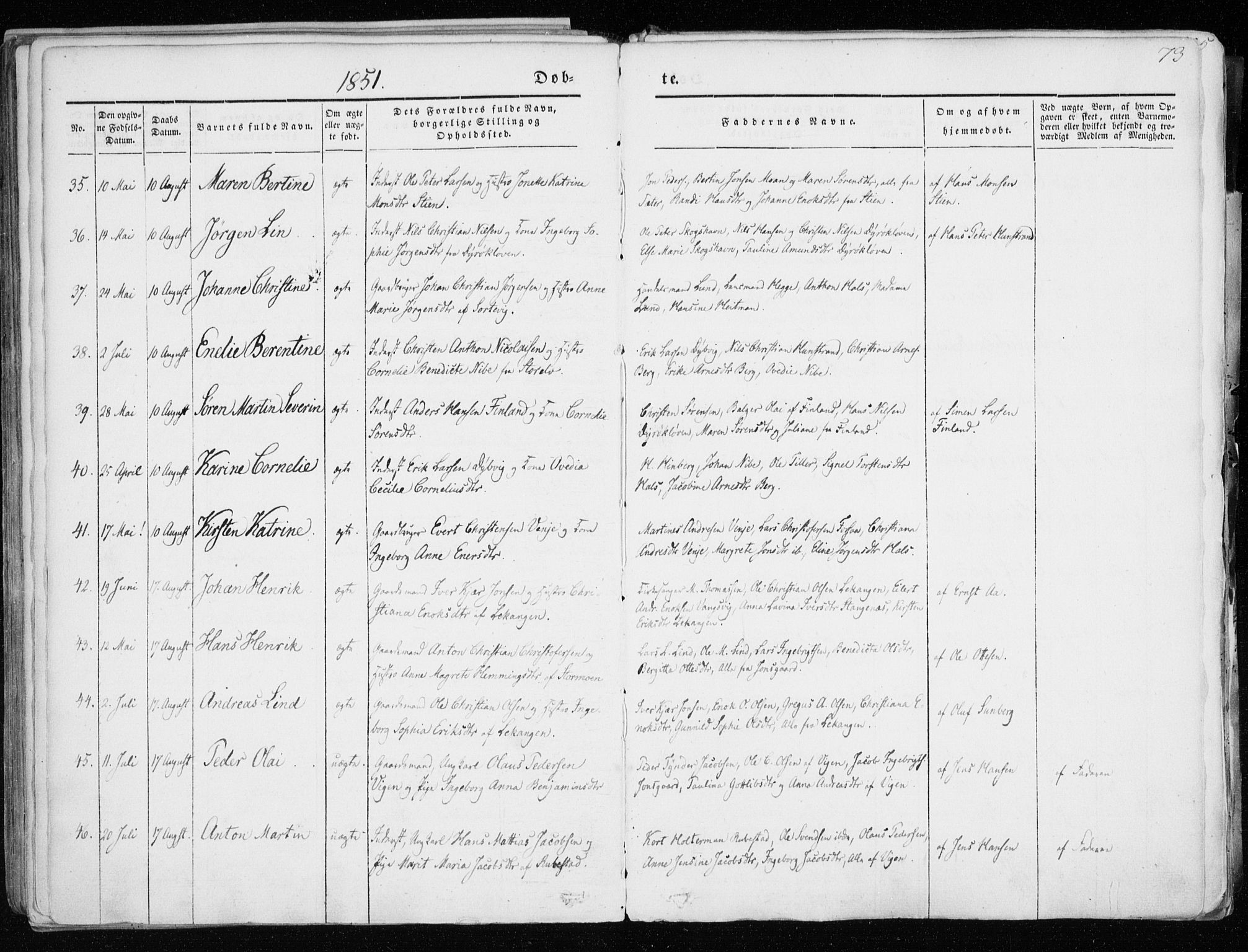 Tranøy sokneprestkontor, SATØ/S-1313/I/Ia/Iaa/L0006kirke: Parish register (official) no. 6, 1844-1855, p. 73