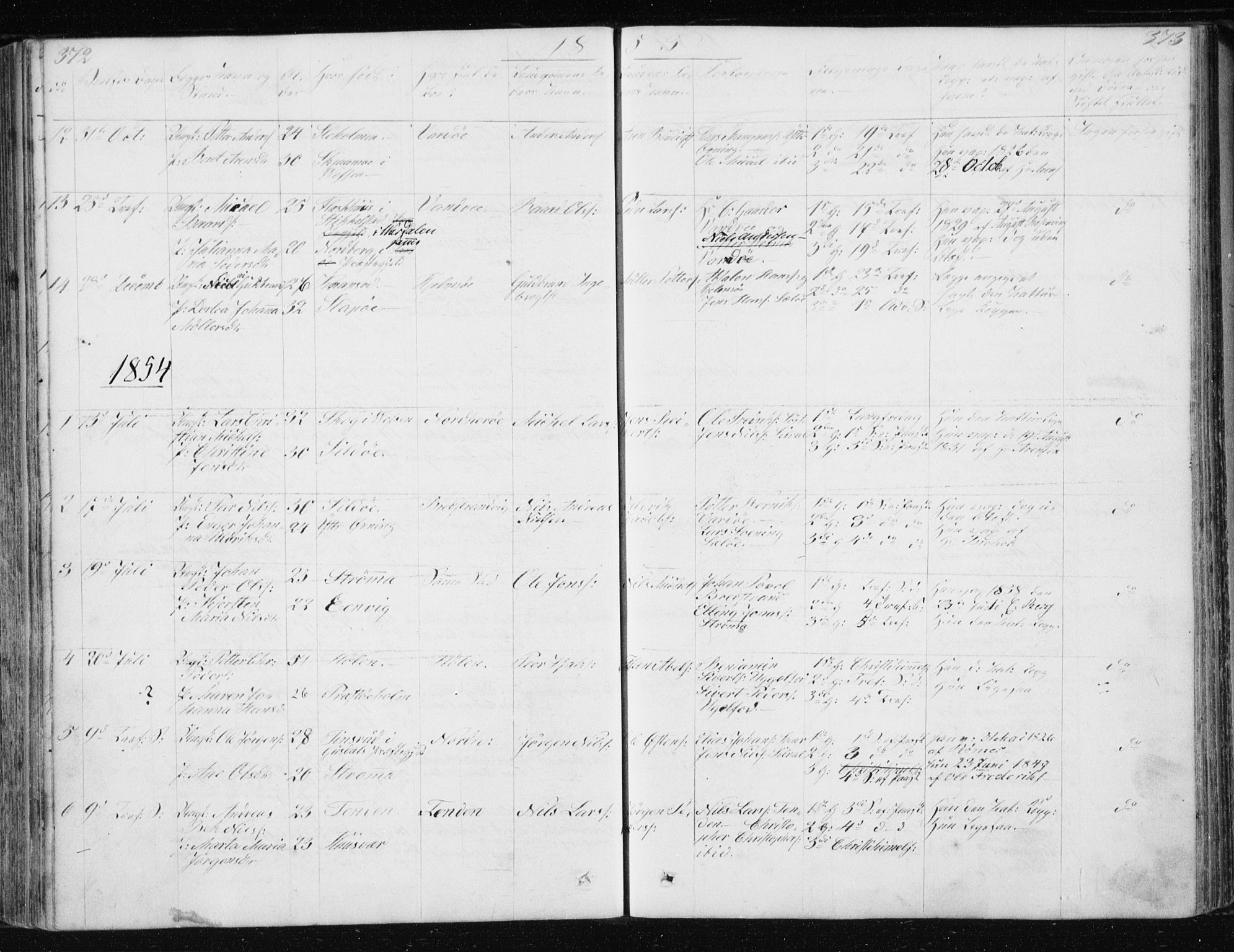 Ministerialprotokoller, klokkerbøker og fødselsregistre - Nordland, SAT/A-1459/834/L0511: Parish register (copy) no. 834C02, 1848-1862, p. 372-373