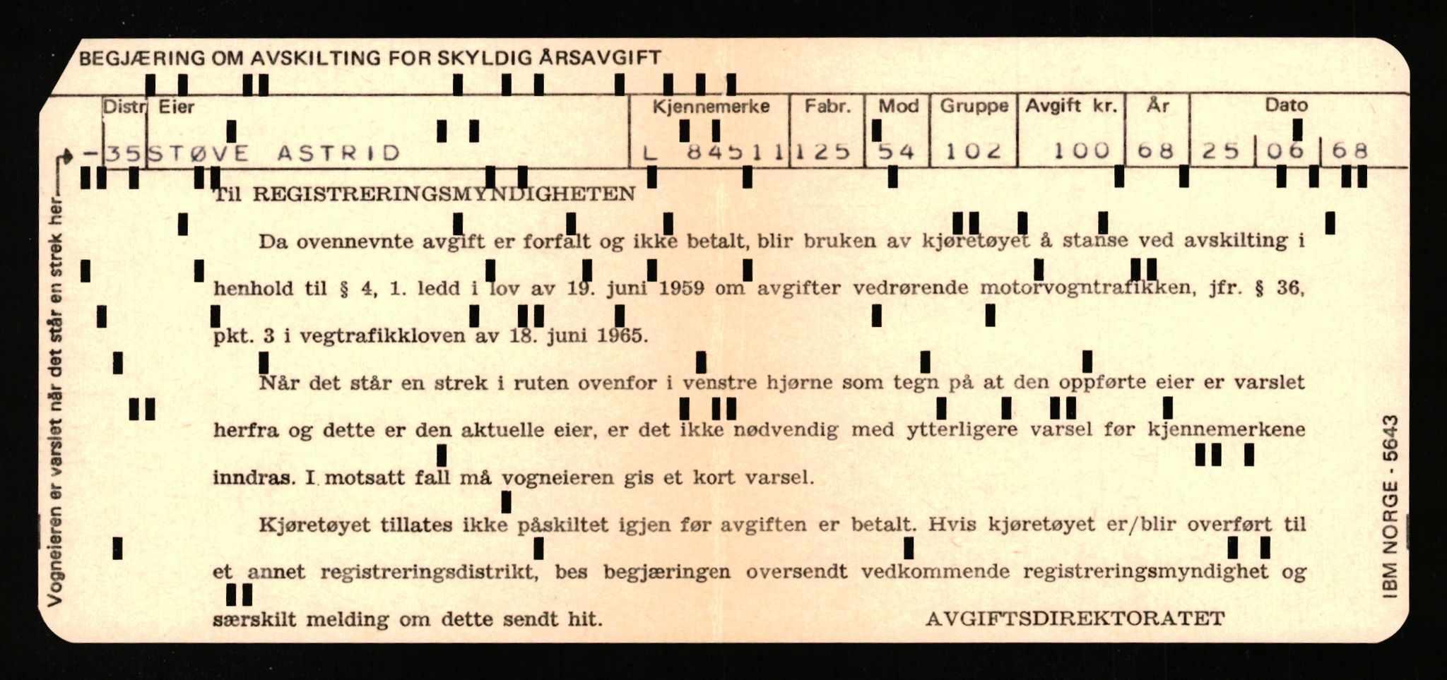 Stavanger trafikkstasjon, AV/SAST-A-101942/0/F/L0073: L-84100 - L-86499, 1930-1971, p. 419