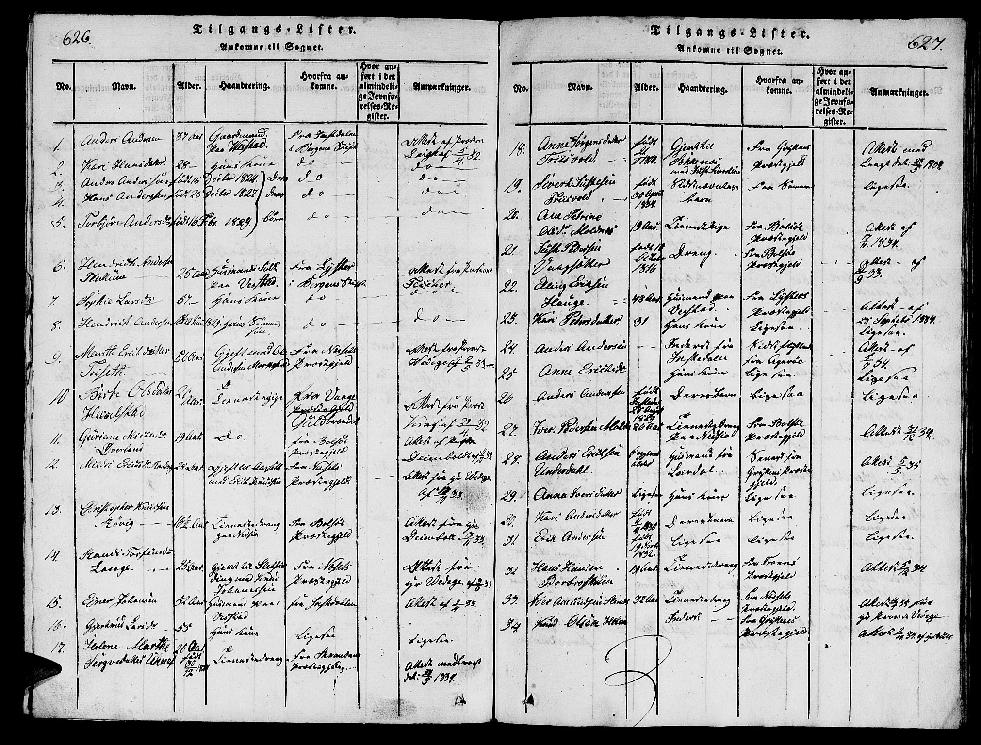 Ministerialprotokoller, klokkerbøker og fødselsregistre - Møre og Romsdal, AV/SAT-A-1454/547/L0610: Parish register (copy) no. 547C01, 1818-1839, p. 626-627