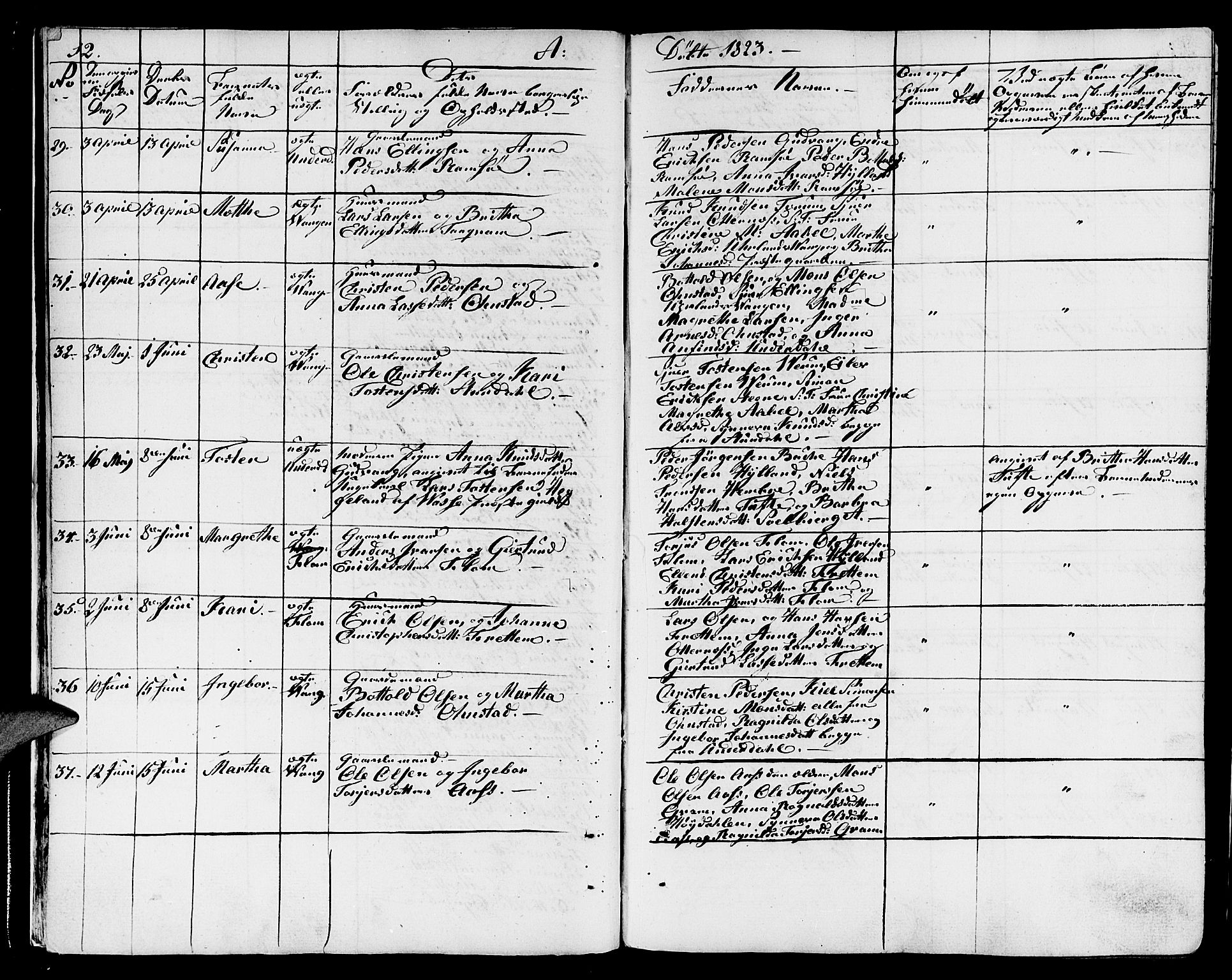 Aurland sokneprestembete, SAB/A-99937/H/Ha/Haa/L0006: Parish register (official) no. A 6, 1821-1859, p. 12