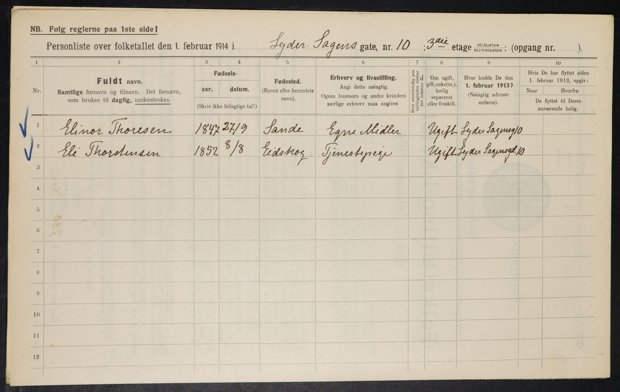 OBA, Municipal Census 1914 for Kristiania, 1914, p. 58393