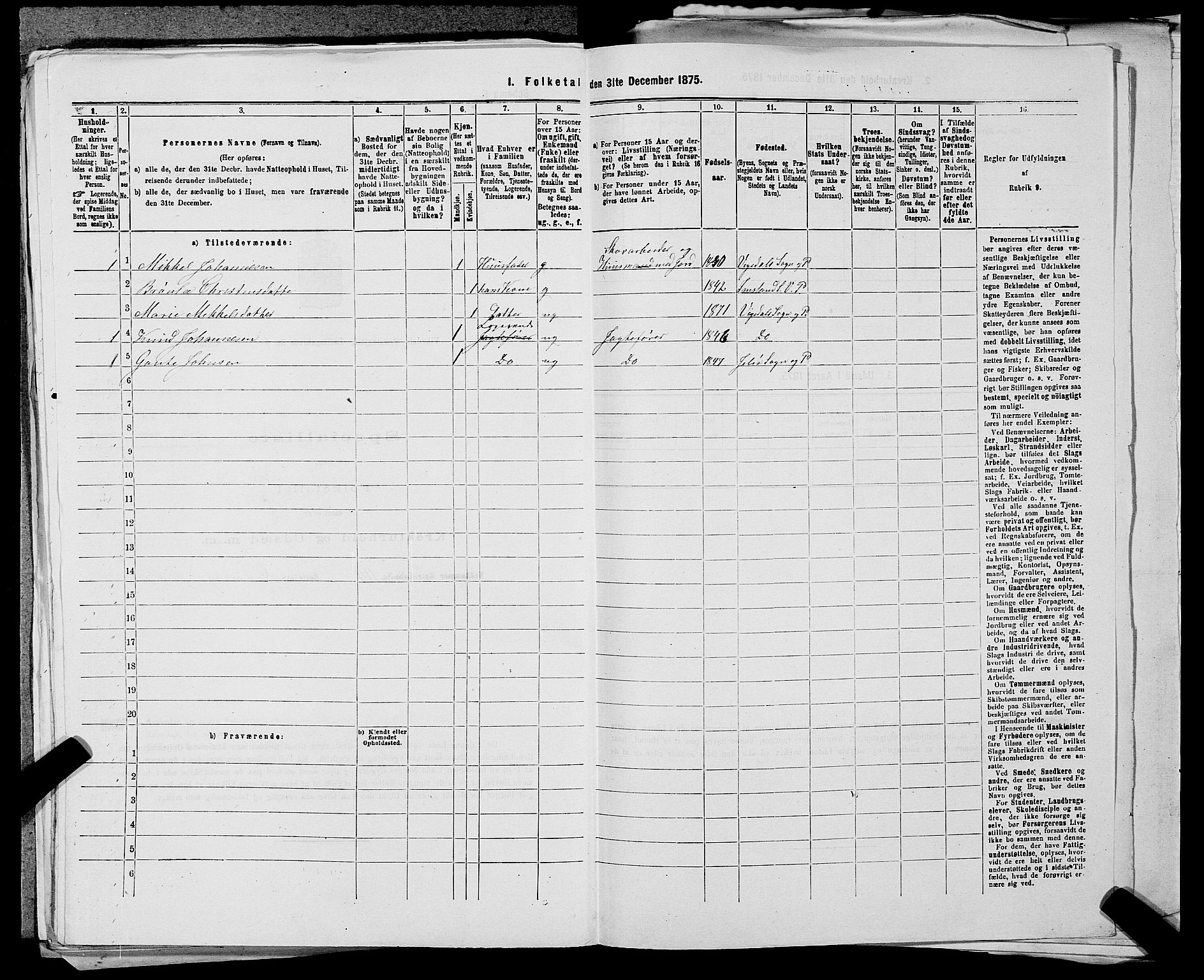 SAST, 1875 census for 1157P Vikedal, 1875, p. 529