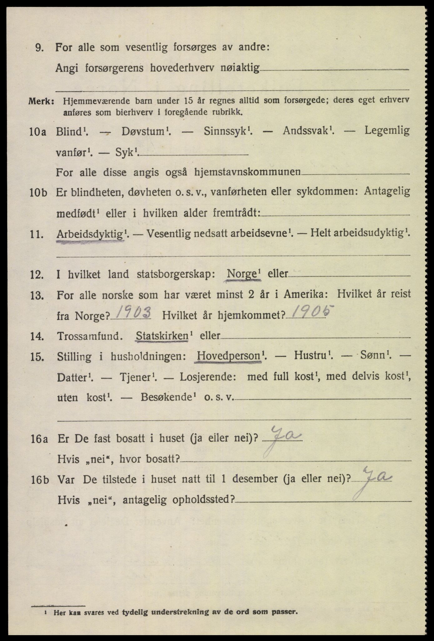SAK, 1920 census for Fjotland, 1920, p. 877