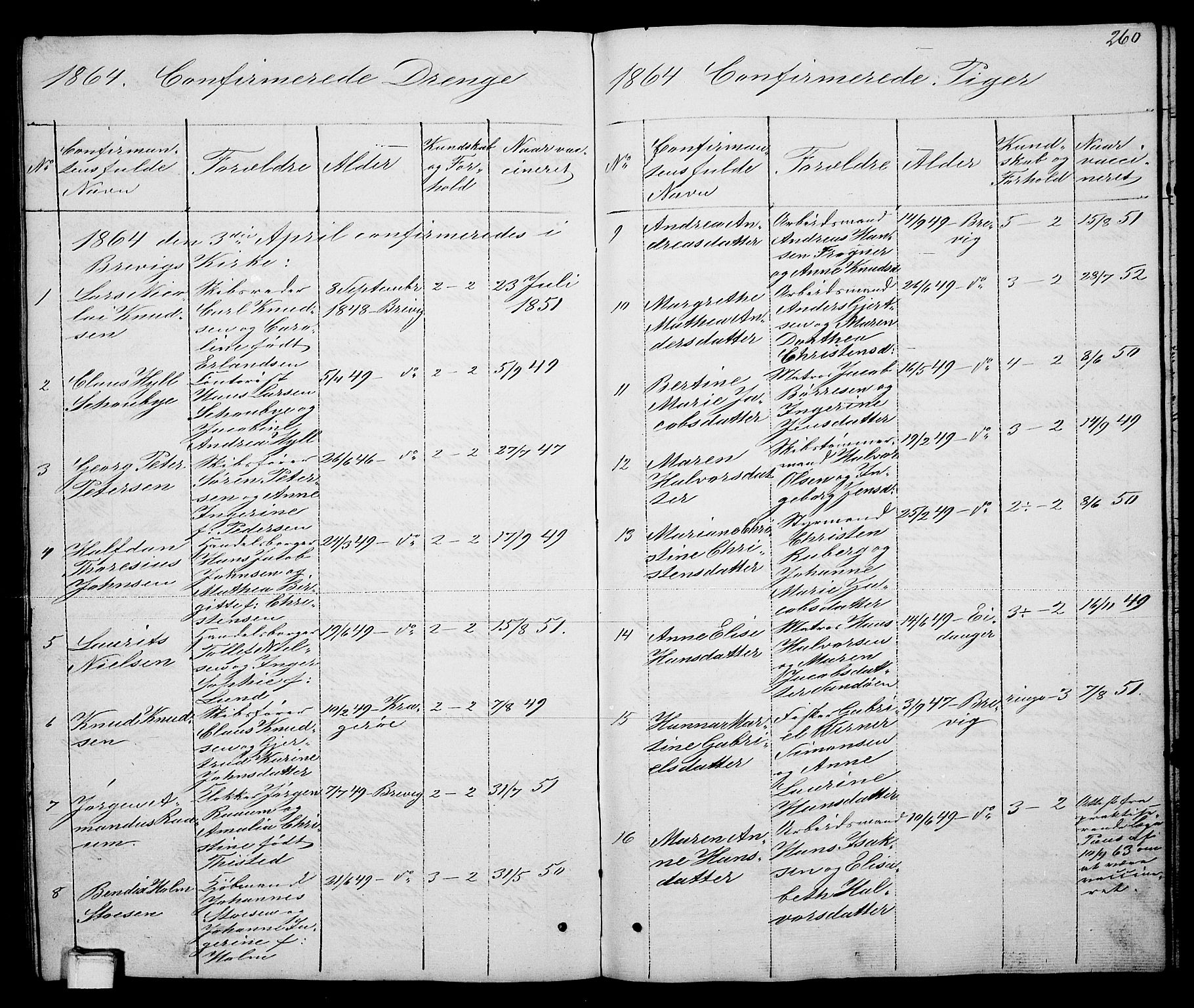 Brevik kirkebøker, SAKO/A-255/G/Ga/L0002: Parish register (copy) no. 2, 1846-1865, p. 260