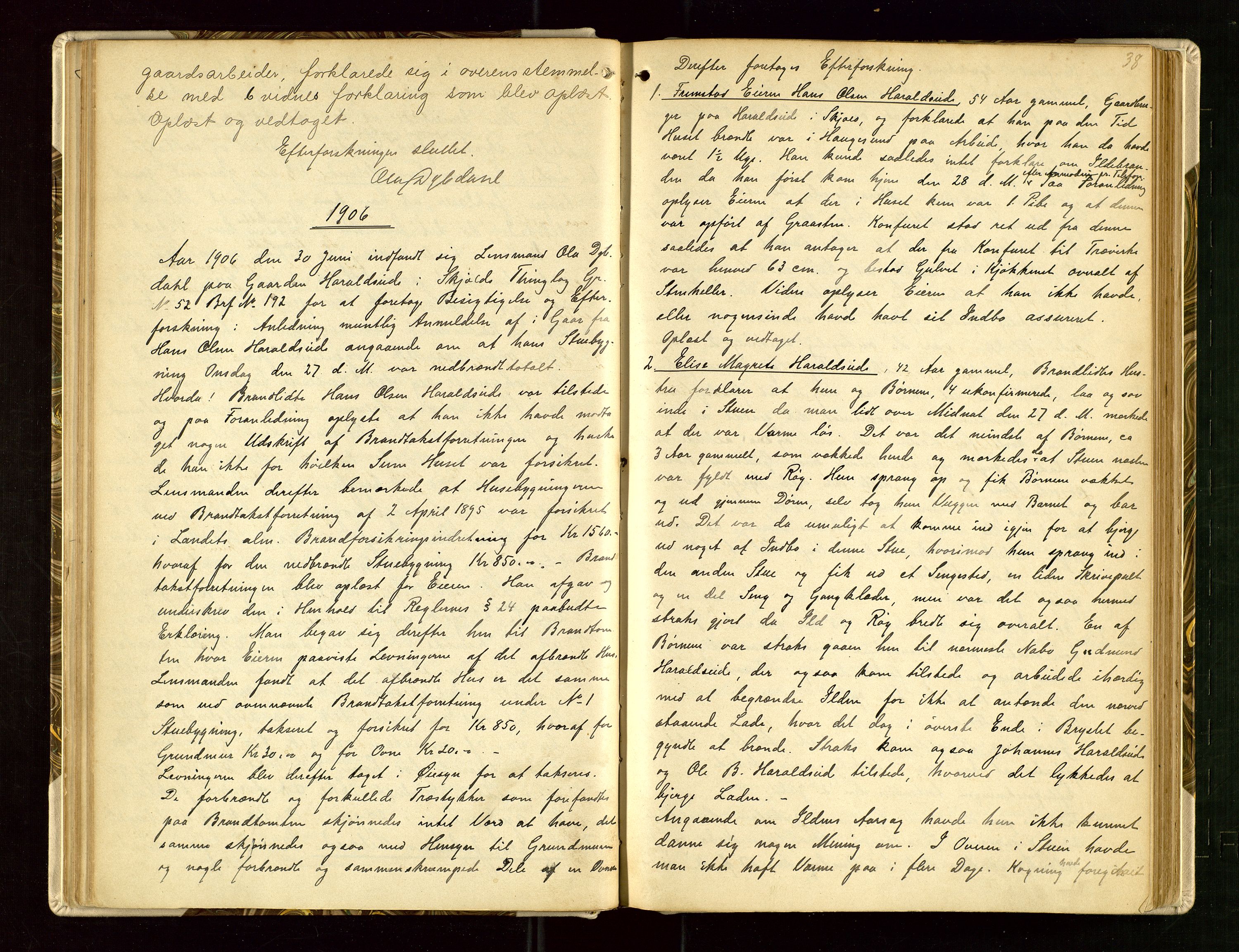 Skjold lensmannskontor, SAST/A-100182/Goa/L0002: "Brandtaksasjons-Protokol for Skjolds Thinglag", 1890-1949, p. 37b-38a