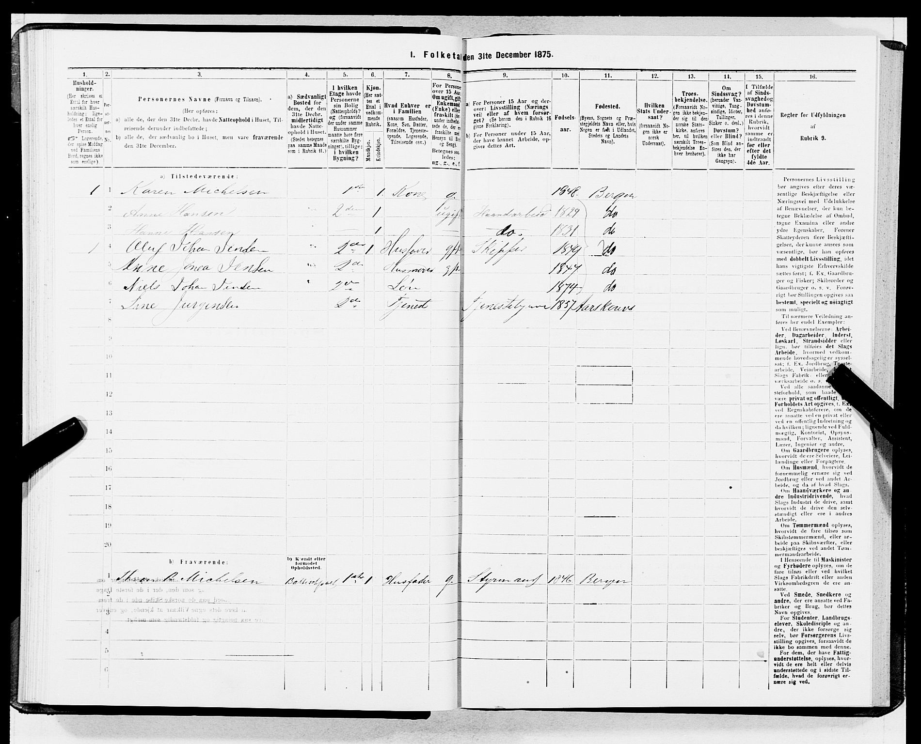 SAB, 1875 census for 1301 Bergen, 1875, p. 1628