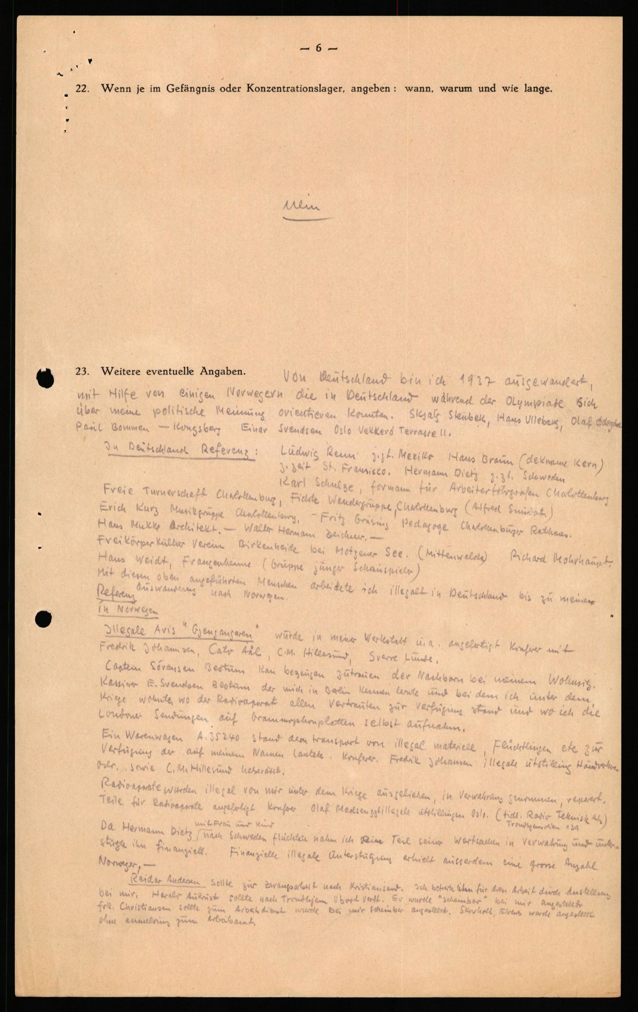 Forsvaret, Forsvarets overkommando II, AV/RA-RAFA-3915/D/Db/L0030: CI Questionaires. Tyske okkupasjonsstyrker i Norge. Tyskere., 1945-1946, p. 437