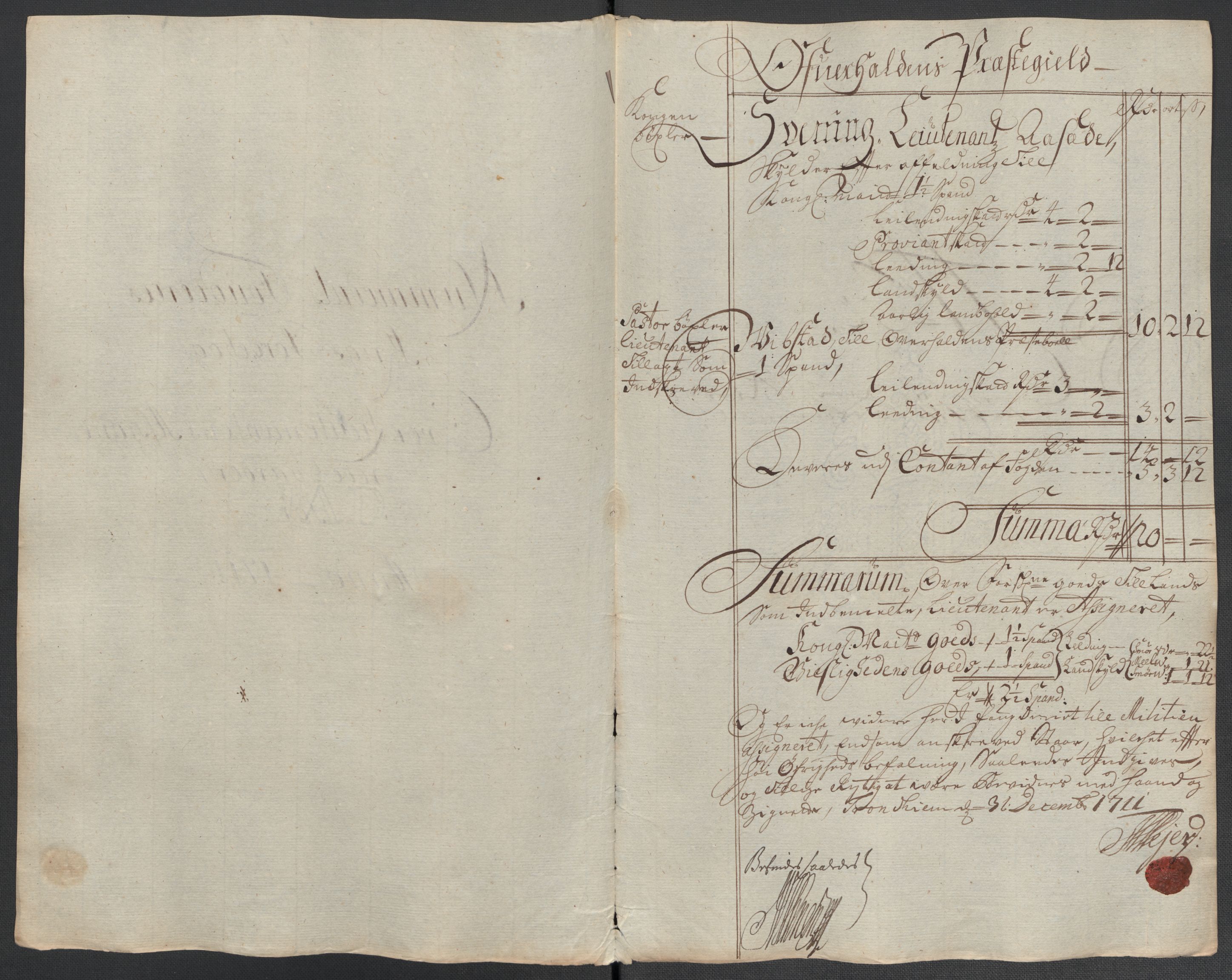 Rentekammeret inntil 1814, Reviderte regnskaper, Fogderegnskap, RA/EA-4092/R64/L4432: Fogderegnskap Namdal, 1711, p. 191