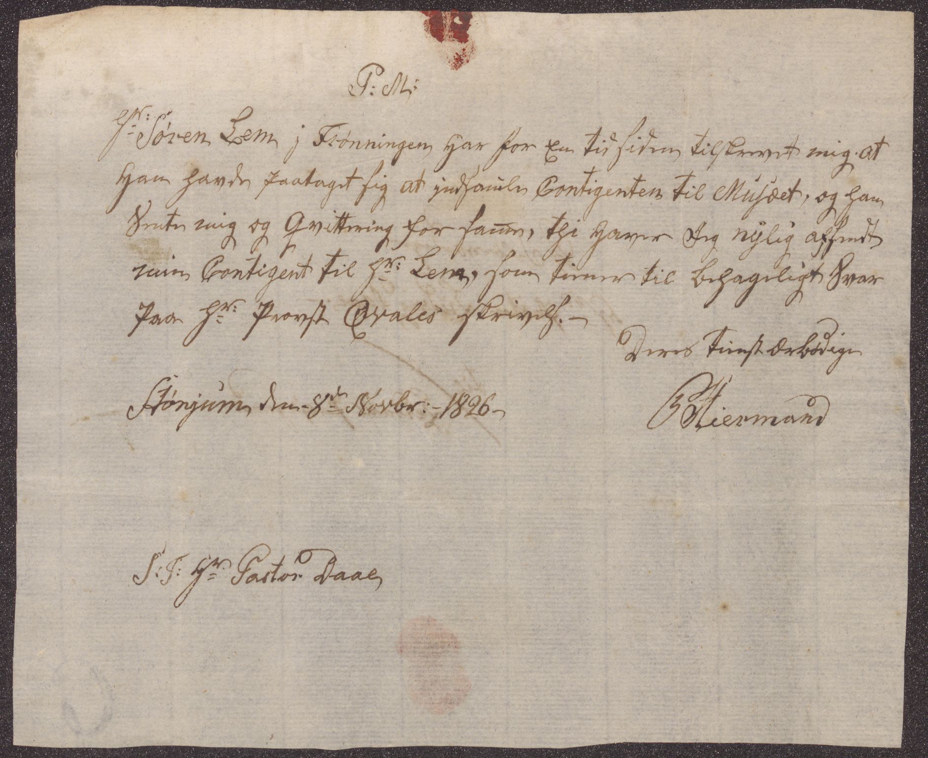 Bergens Museum, UMB/A007/D/Da/L0001/0003: Brevsamling 1822 - 1826 / Brevsamling 1826, 1826