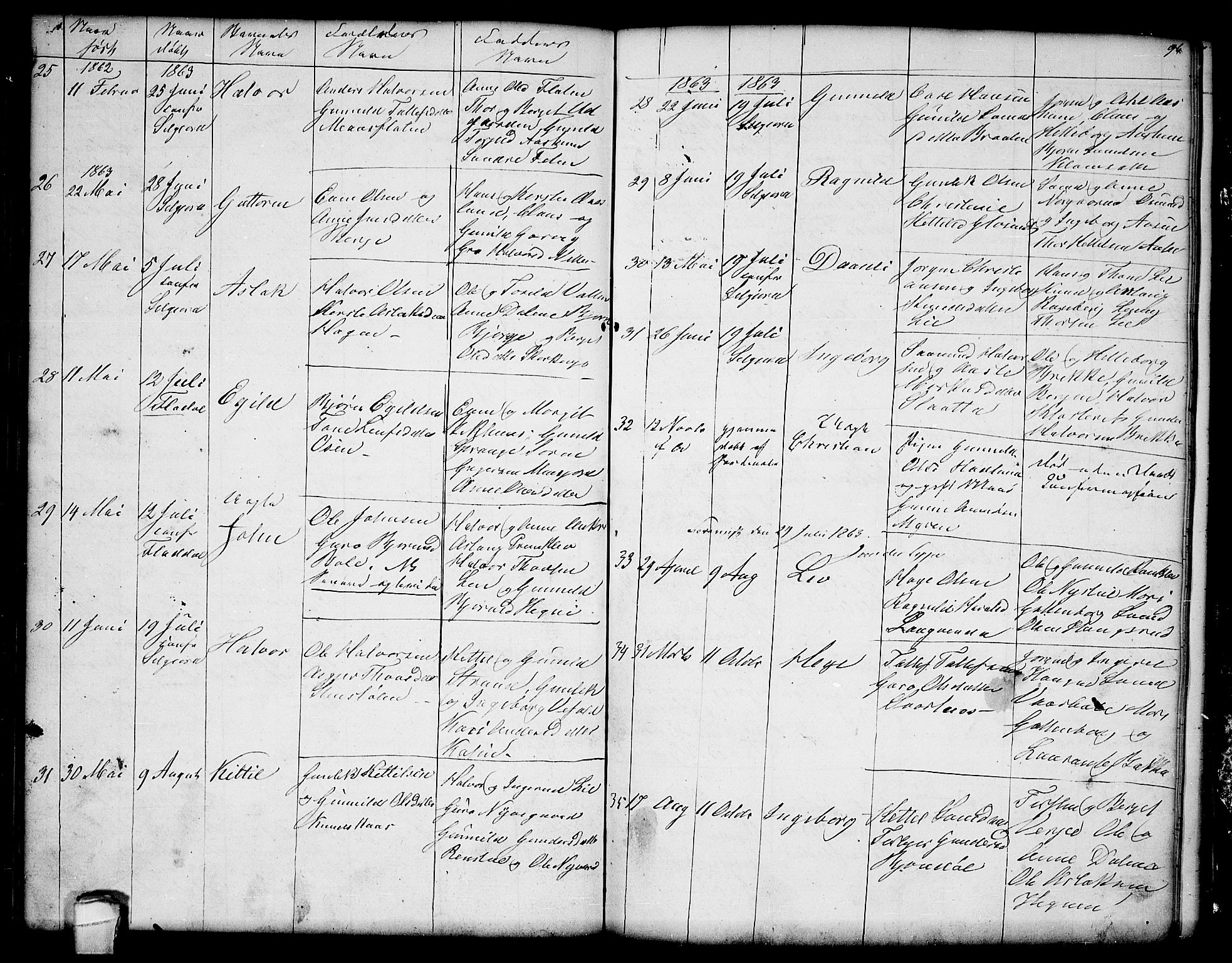 Seljord kirkebøker, AV/SAKO-A-20/G/Ga/L0002: Parish register (copy) no. I 2, 1838-1866, p. 96