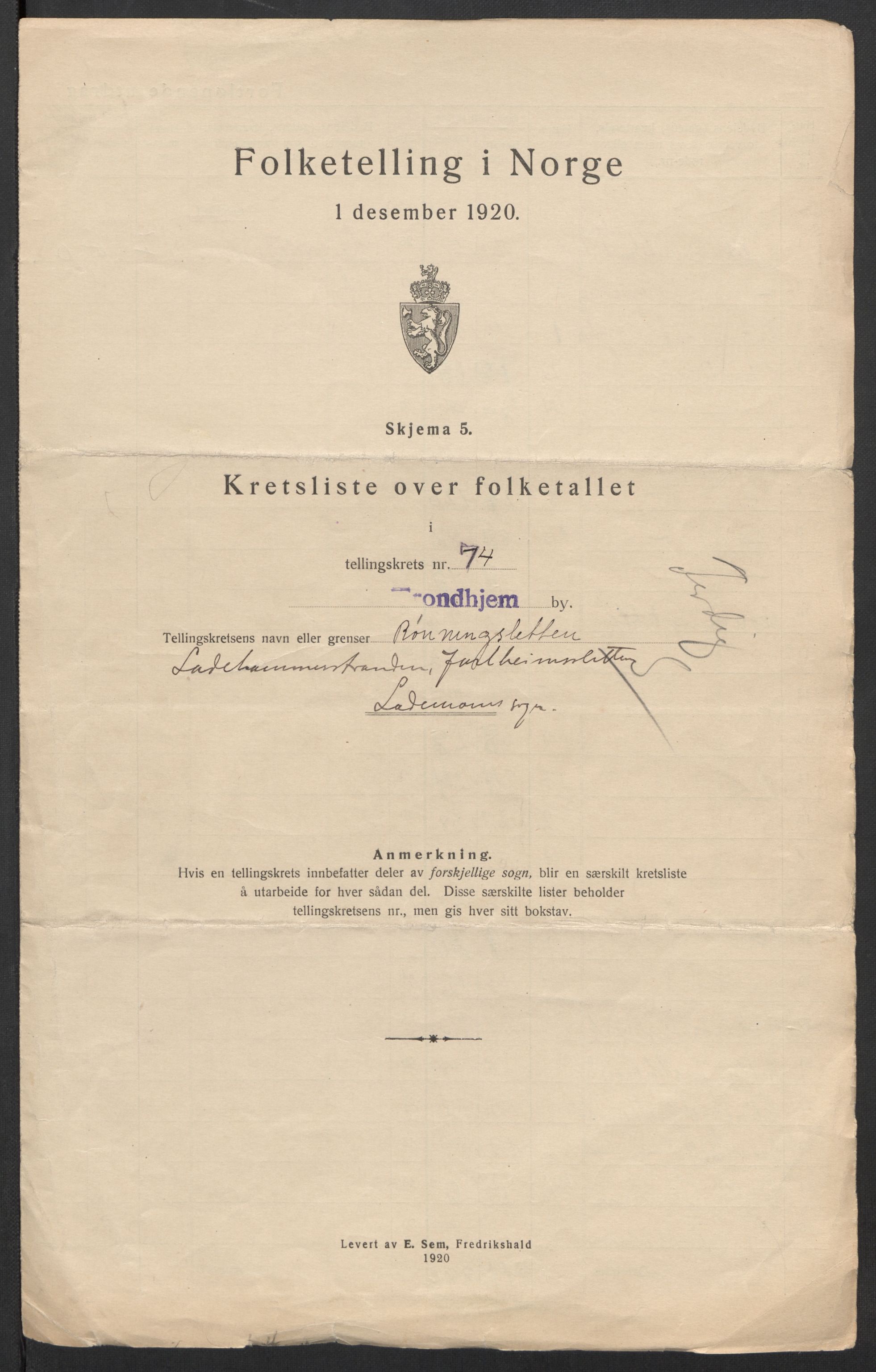 SAT, 1920 census for Trondheim, 1920, p. 239