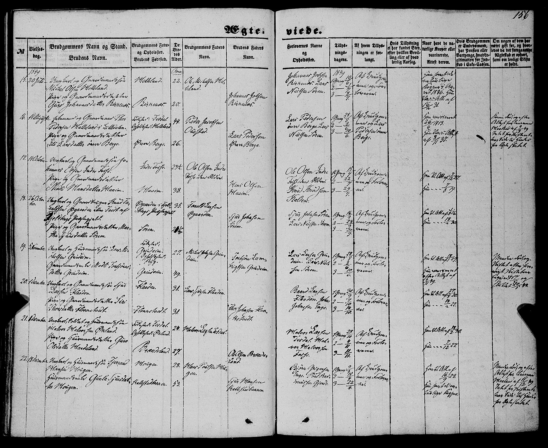Etne sokneprestembete, SAB/A-75001/H/Haa: Parish register (official) no. A 8, 1848-1862, p. 156