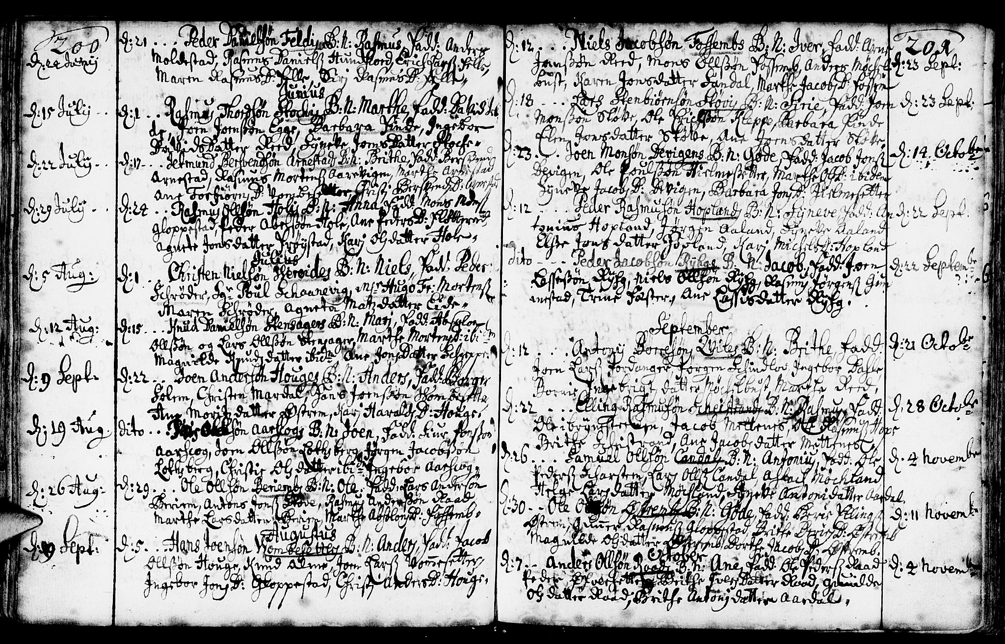 Gloppen sokneprestembete, AV/SAB-A-80101/H/Haa/Haaa/L0002: Parish register (official) no. A 2, 1712-1735, p. 200-201