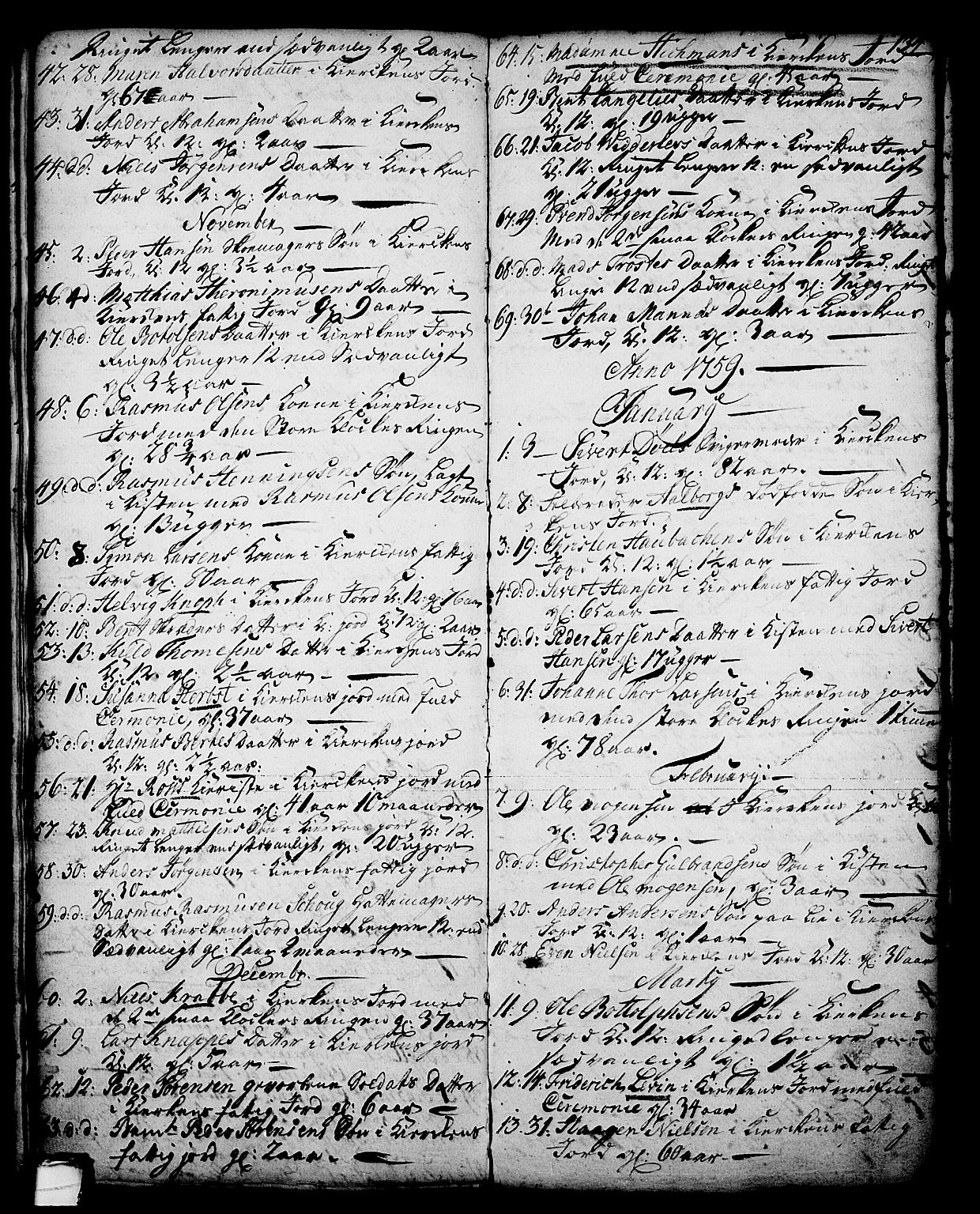Skien kirkebøker, SAKO/A-302/G/Ga/L0001: Parish register (copy) no. 1, 1756-1791, p. 134
