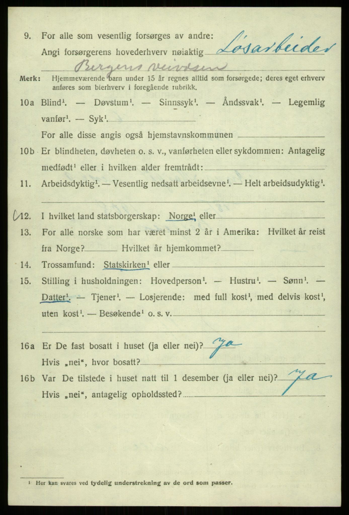 SAB, 1920 census for Bergen, 1920, p. 162284