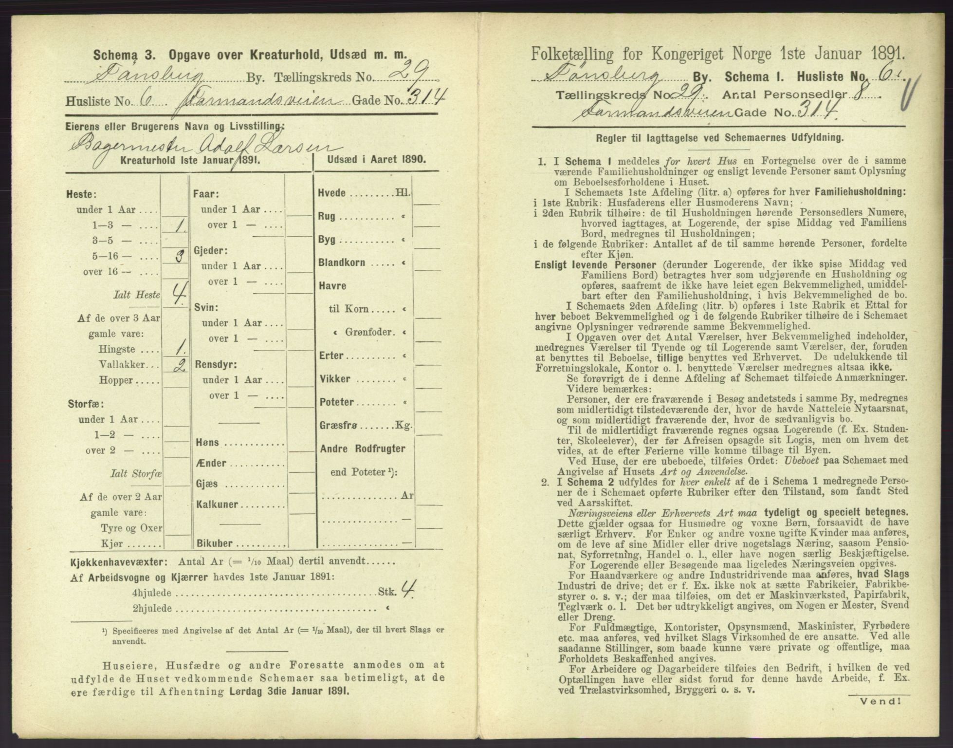 RA, 1891 census for 0705 Tønsberg, 1891, p. 898