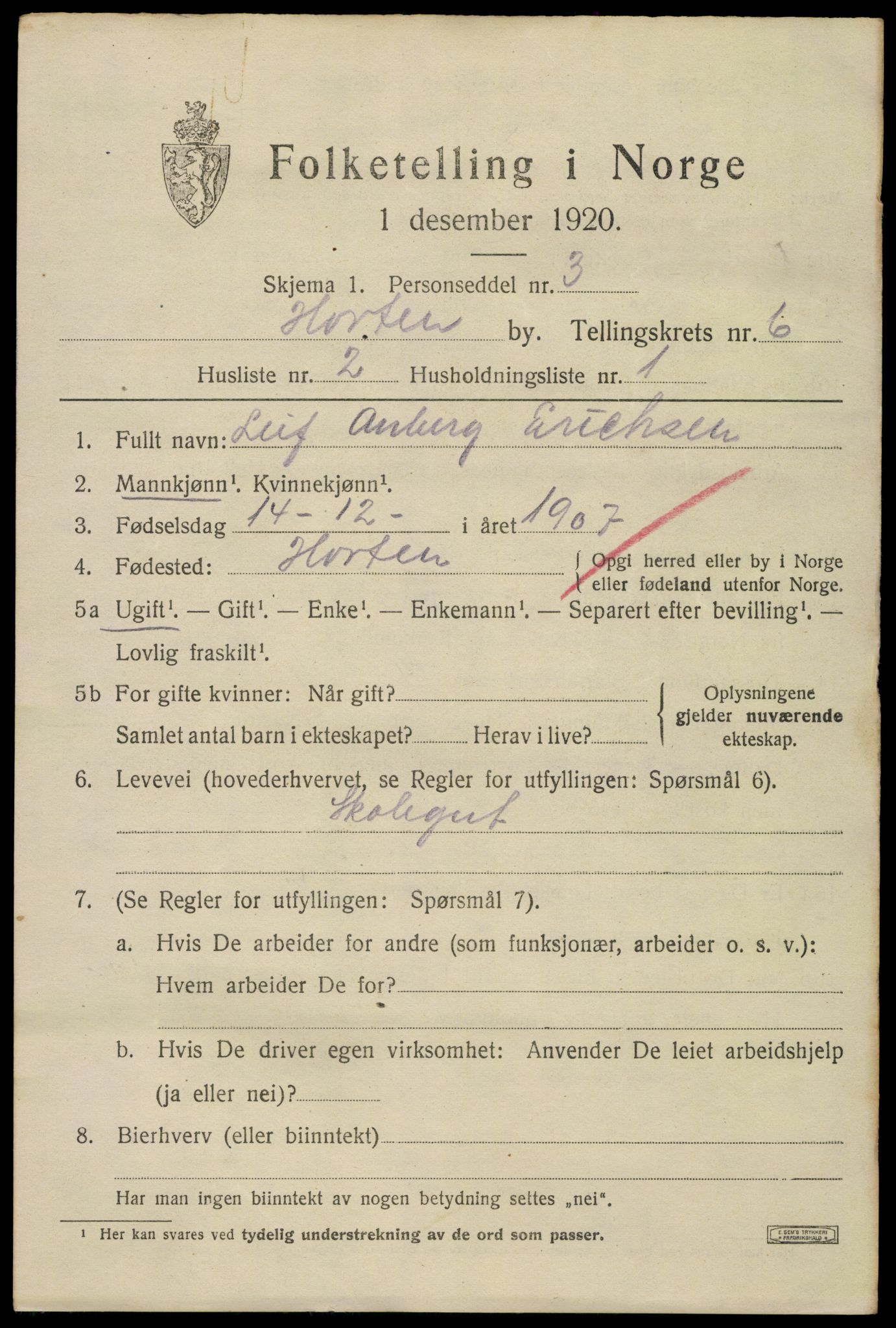 SAKO, 1920 census for Horten, 1920, p. 22283