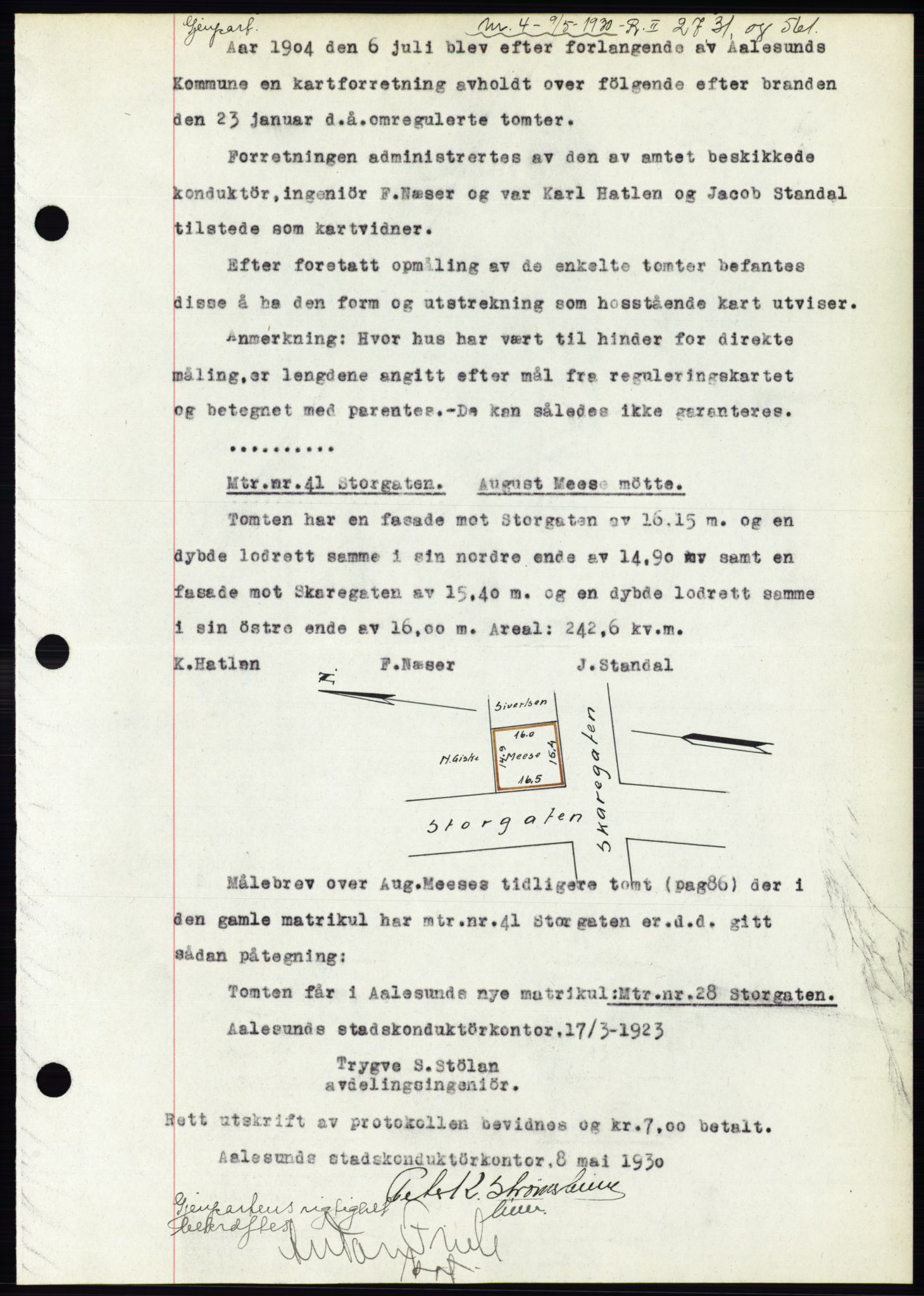 Ålesund byfogd, AV/SAT-A-4384: Mortgage book no. 26, 1930-1930, Deed date: 09.05.1930