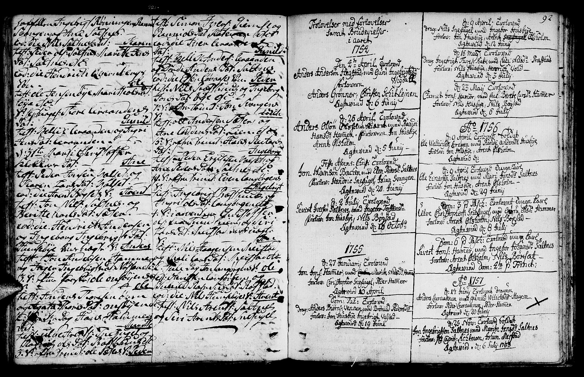 Ministerialprotokoller, klokkerbøker og fødselsregistre - Sør-Trøndelag, SAT/A-1456/666/L0784: Parish register (official) no. 666A02, 1754-1802, p. 92