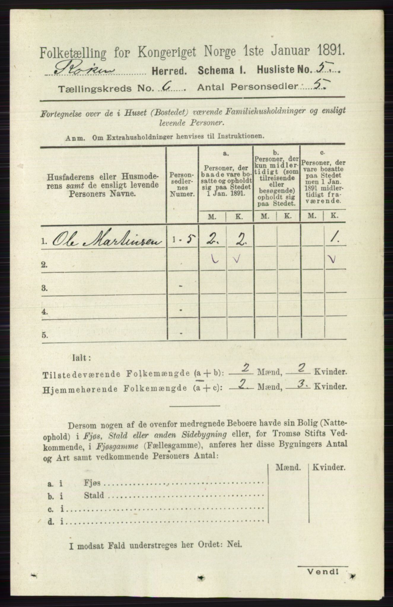 RA, 1891 census for 0627 Røyken, 1891, p. 3545