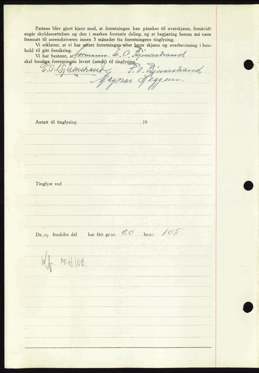 Nordmøre sorenskriveri, AV/SAT-A-4132/1/2/2Ca: Mortgage book no. A91, 1941-1942, Diary no: : 1952/1941