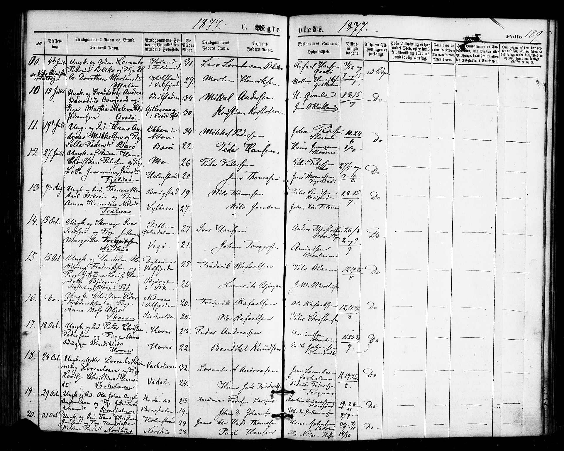 Ministerialprotokoller, klokkerbøker og fødselsregistre - Nordland, SAT/A-1459/813/L0199: Parish register (official) no. 813A09, 1875-1885, p. 189