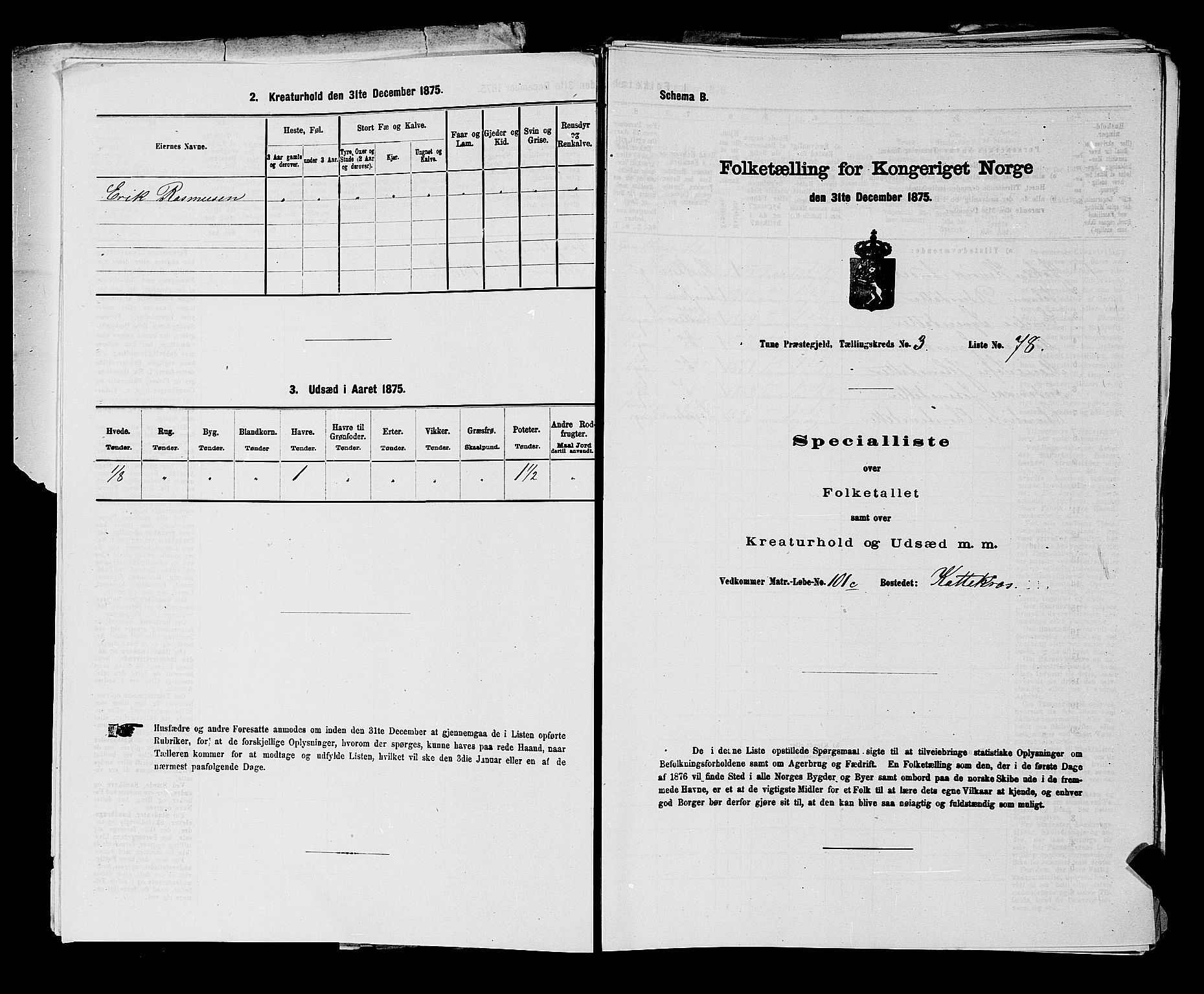 RA, 1875 census for 0130P Tune, 1875, p. 362