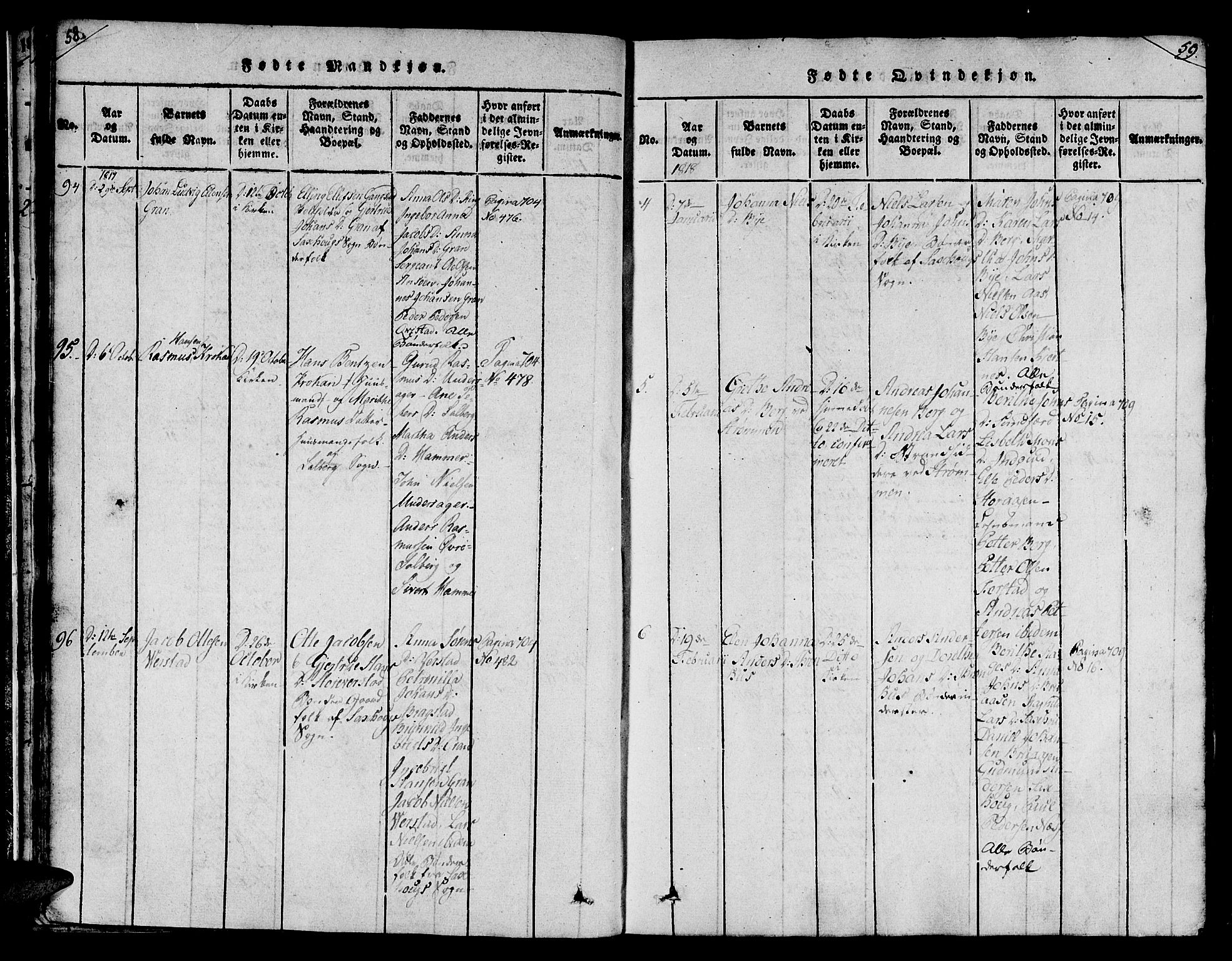 Ministerialprotokoller, klokkerbøker og fødselsregistre - Nord-Trøndelag, AV/SAT-A-1458/730/L0275: Parish register (official) no. 730A04, 1816-1822, p. 58-59