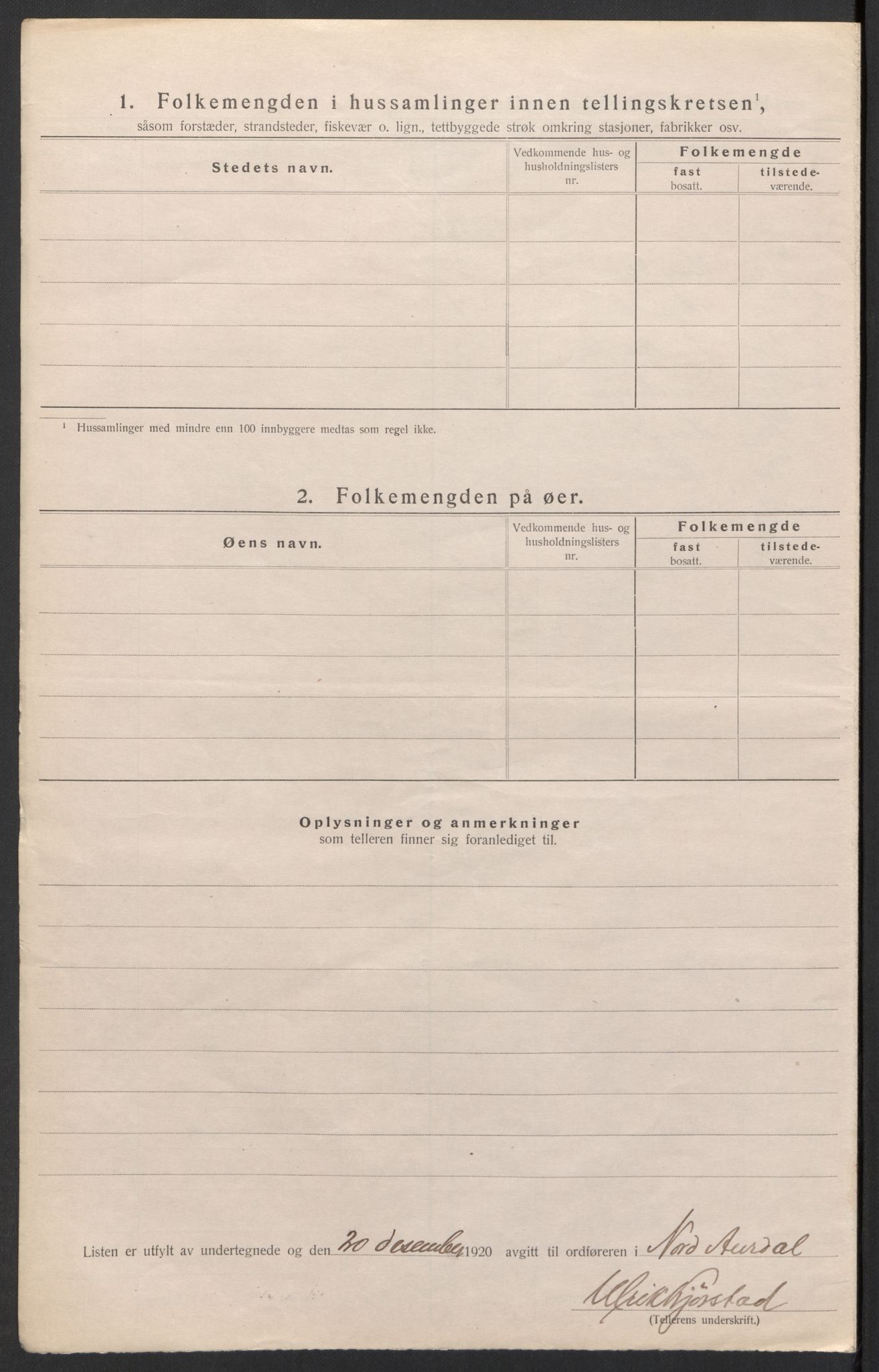 SAH, 1920 census for Nord-Aurdal, 1920, p. 62