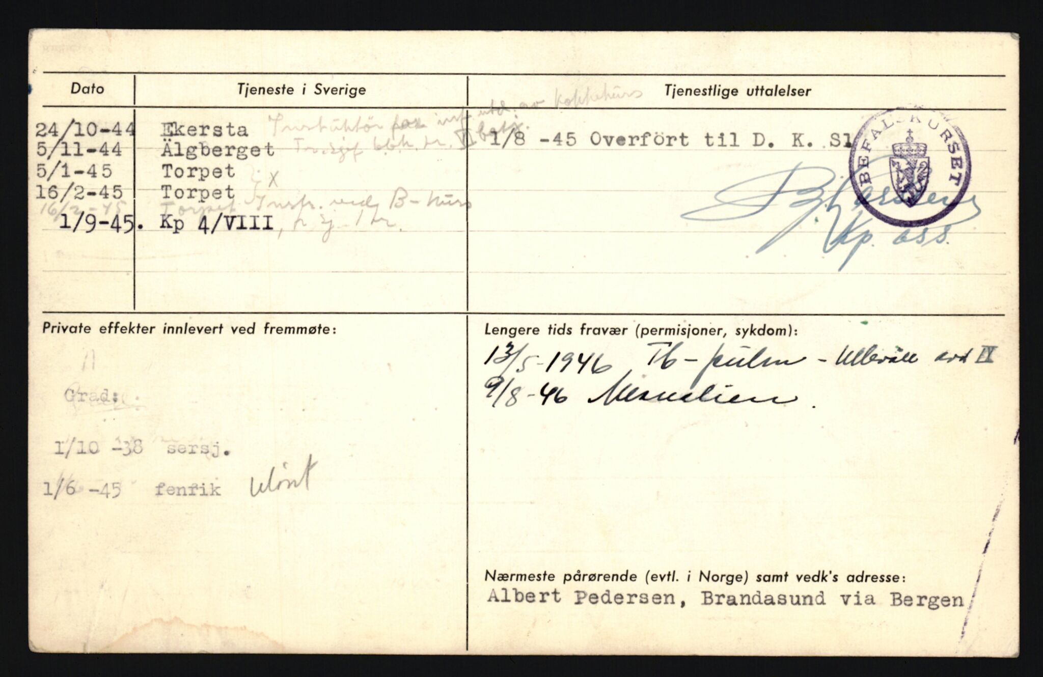 Forsvaret, Sør-Hålogaland landforsvar, AV/RA-RAFA-2552/P/Pa/L0303: Personellmapper for slettet personell, yrkesbefal og vernepliktig befal, født 1917-1920, 1936-1980, p. 360