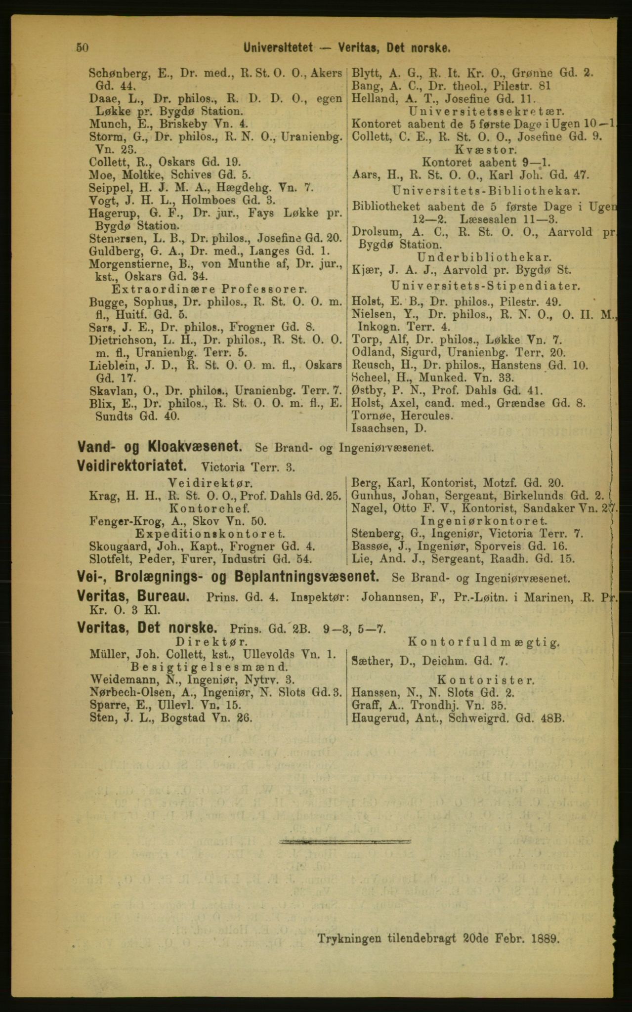 Kristiania/Oslo adressebok, PUBL/-, 1889, p. 50