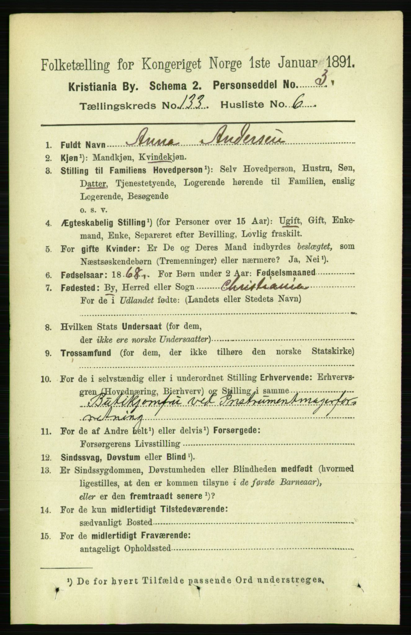 RA, 1891 census for 0301 Kristiania, 1891, p. 72644