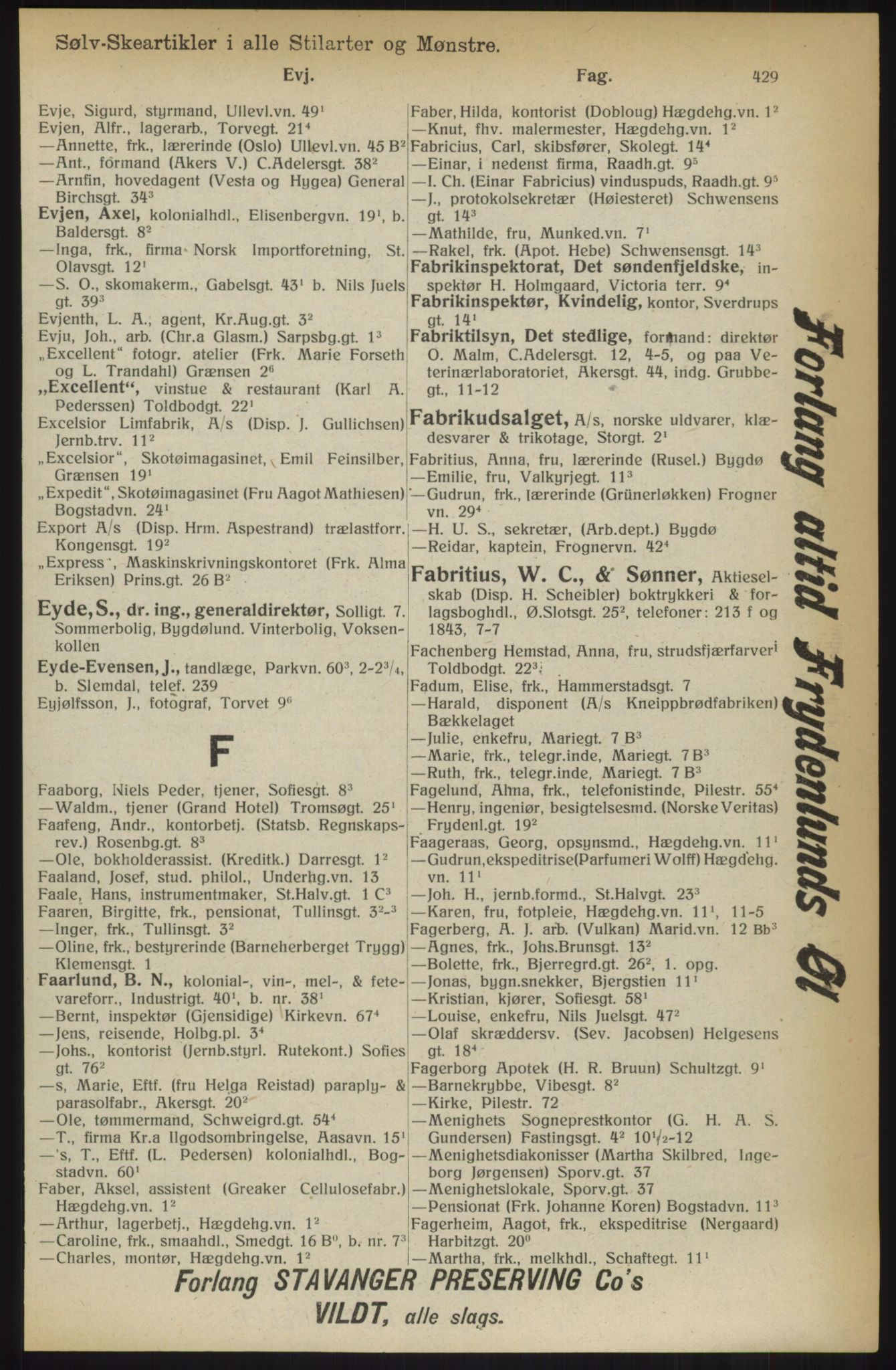 Kristiania/Oslo adressebok, PUBL/-, 1914, p. 429