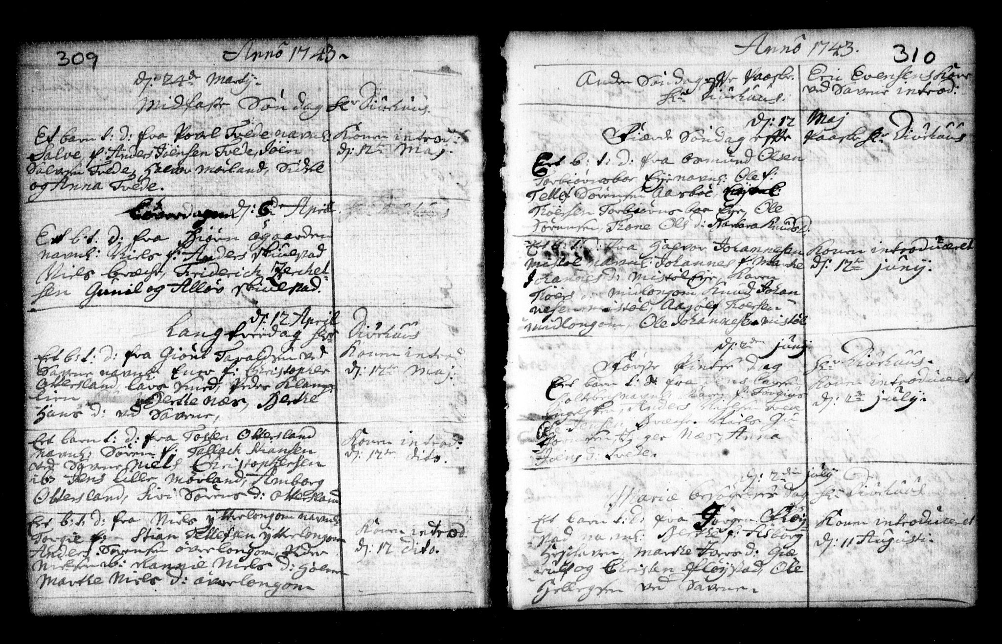 Holt sokneprestkontor, AV/SAK-1111-0021/F/Fa/L0002: Parish register (official) no. A 2, 1739-1753, p. 309-310