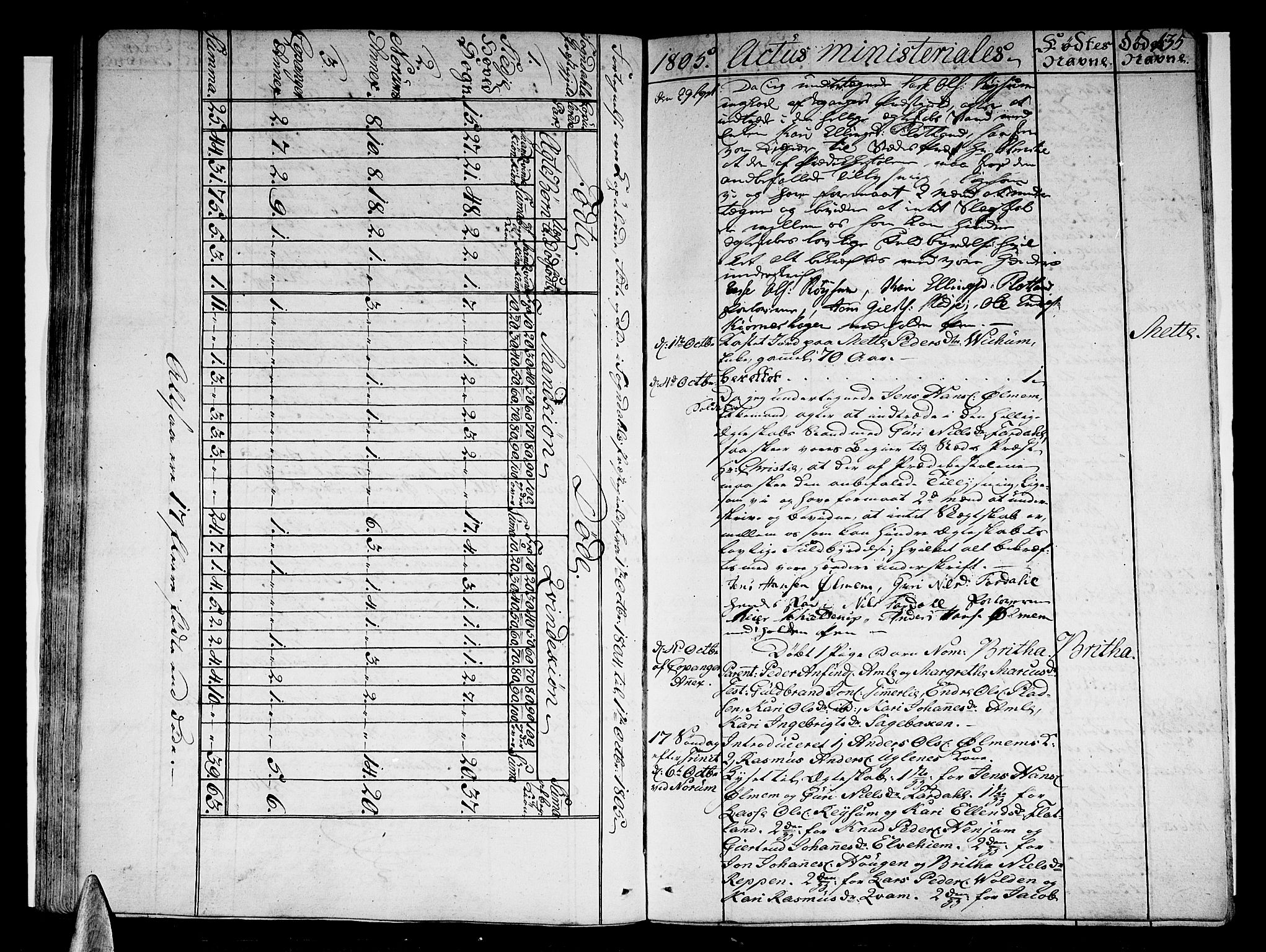 Sogndal sokneprestembete, SAB/A-81301/H/Haa/Haaa/L0008: Parish register (official) no. A 8, 1795-1809, p. 135