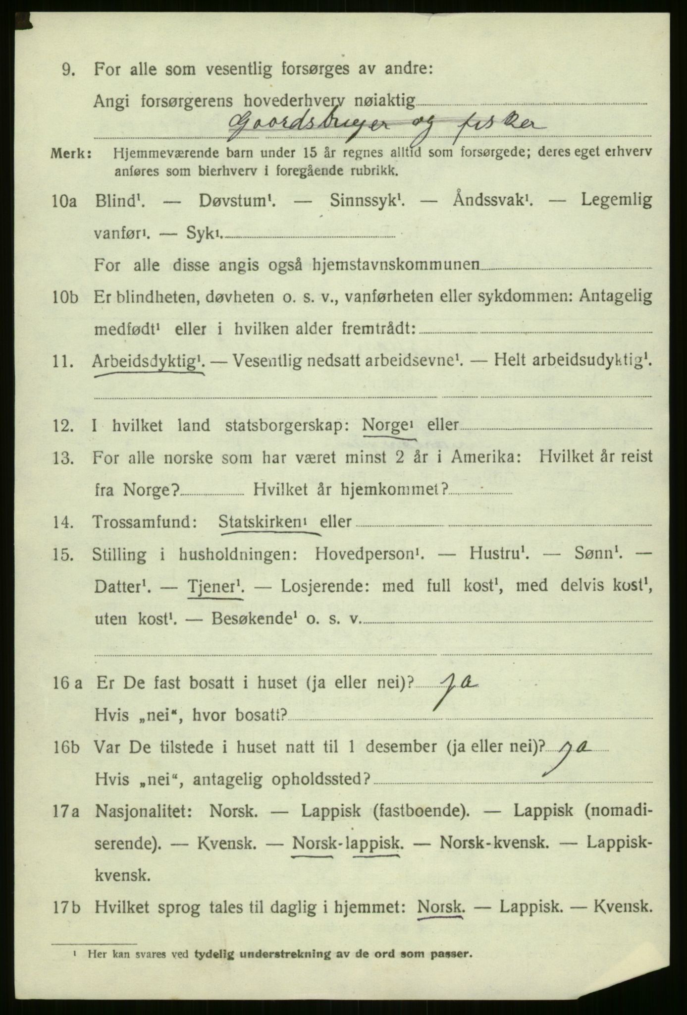 SATØ, 1920 census for Kvænangen, 1920, p. 609