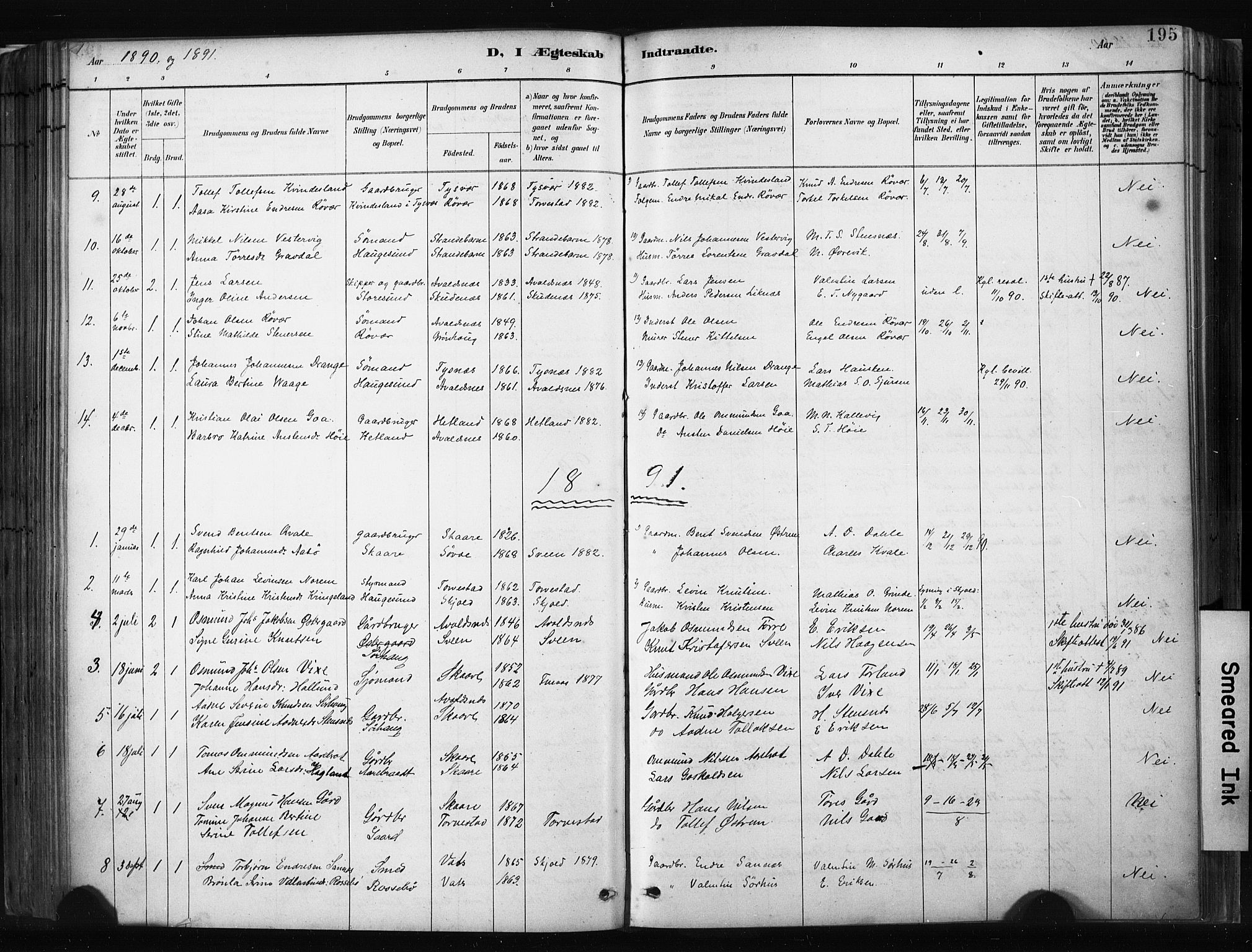 Haugesund sokneprestkontor, SAST/A -101863/H/Ha/Haa/L0004: Parish register (official) no. A 4, 1886-1908, p. 195