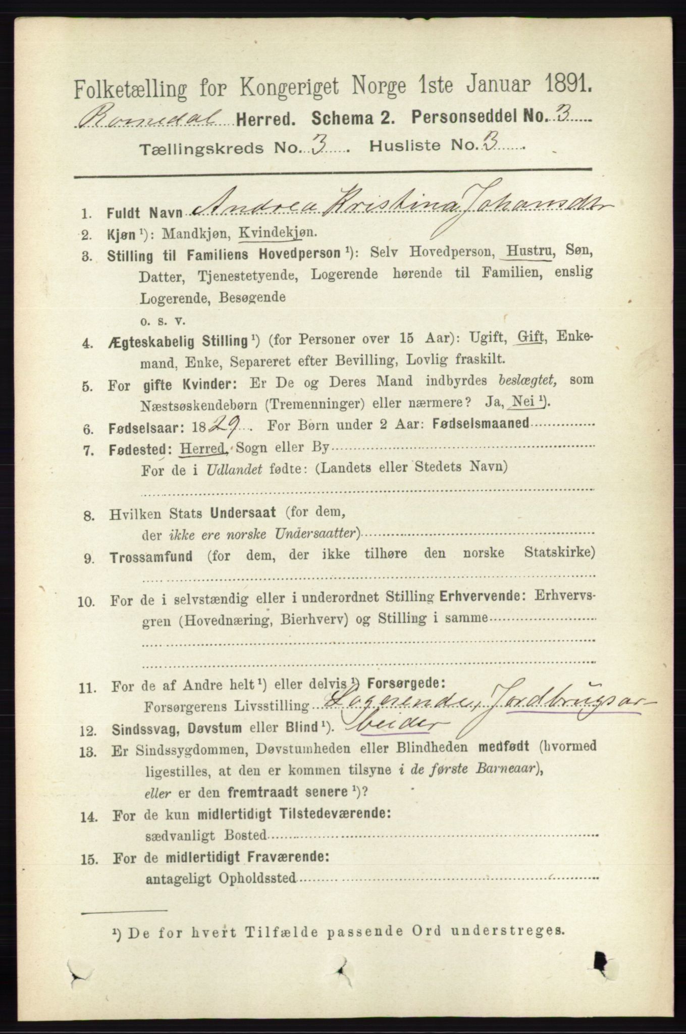 RA, 1891 census for 0416 Romedal, 1891, p. 1439