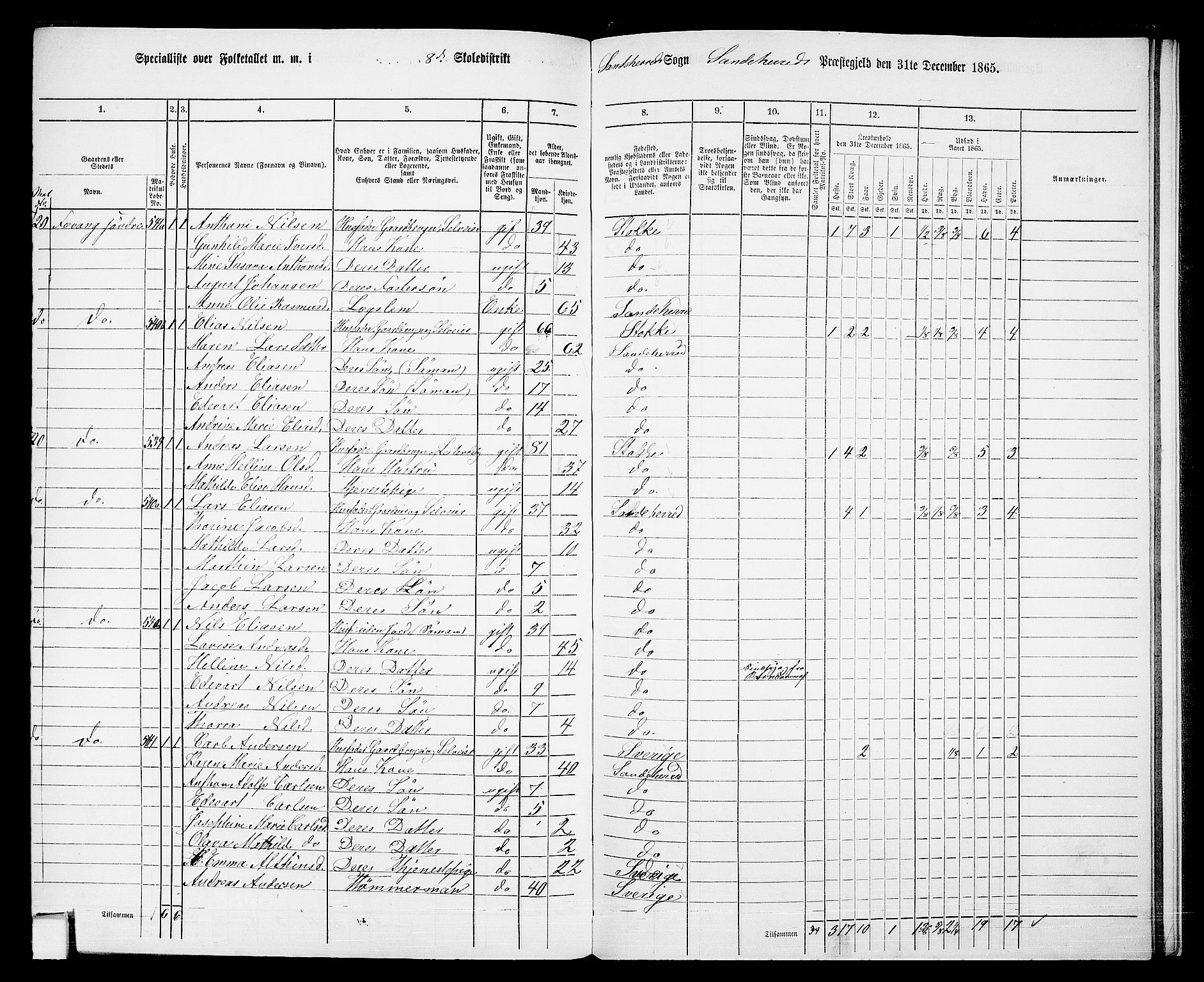 RA, 1865 census for Sandeherred/Sandeherred, 1865, p. 204