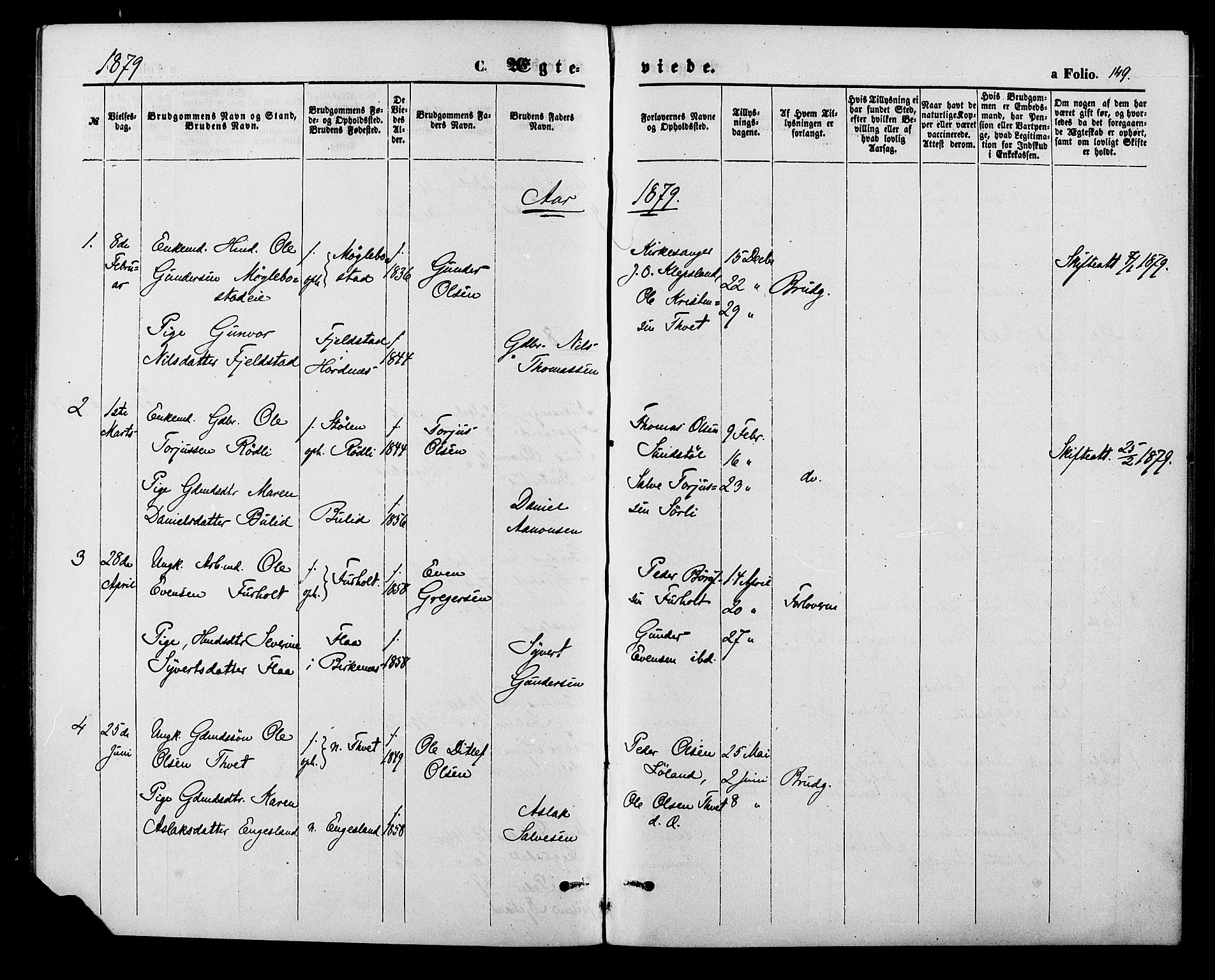 Herefoss sokneprestkontor, SAK/1111-0019/F/Fa/Fab/L0003: Parish register (official) no. A 3, 1875-1886, p. 149