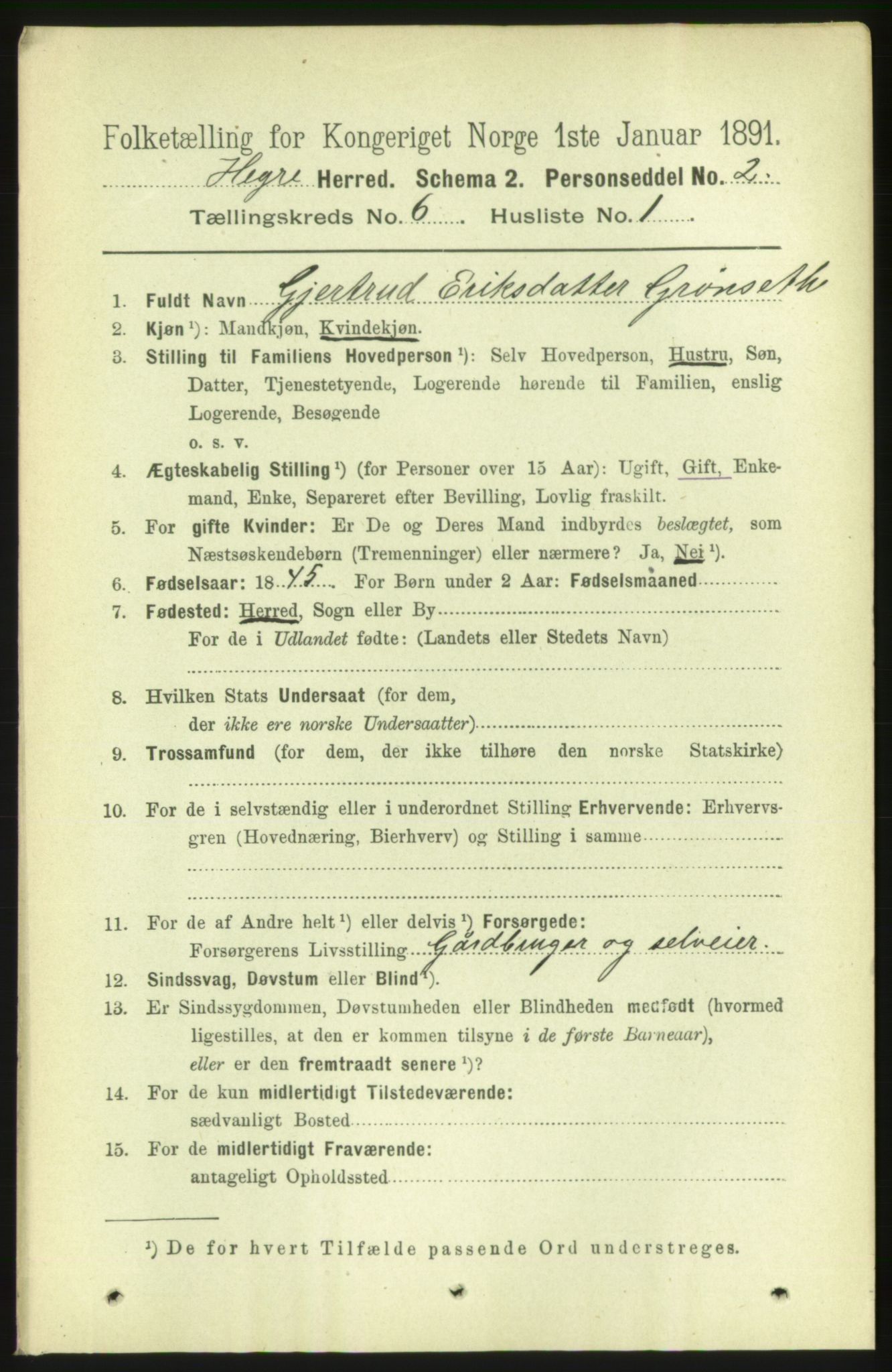 RA, 1891 census for 1712 Hegra, 1891, p. 2370