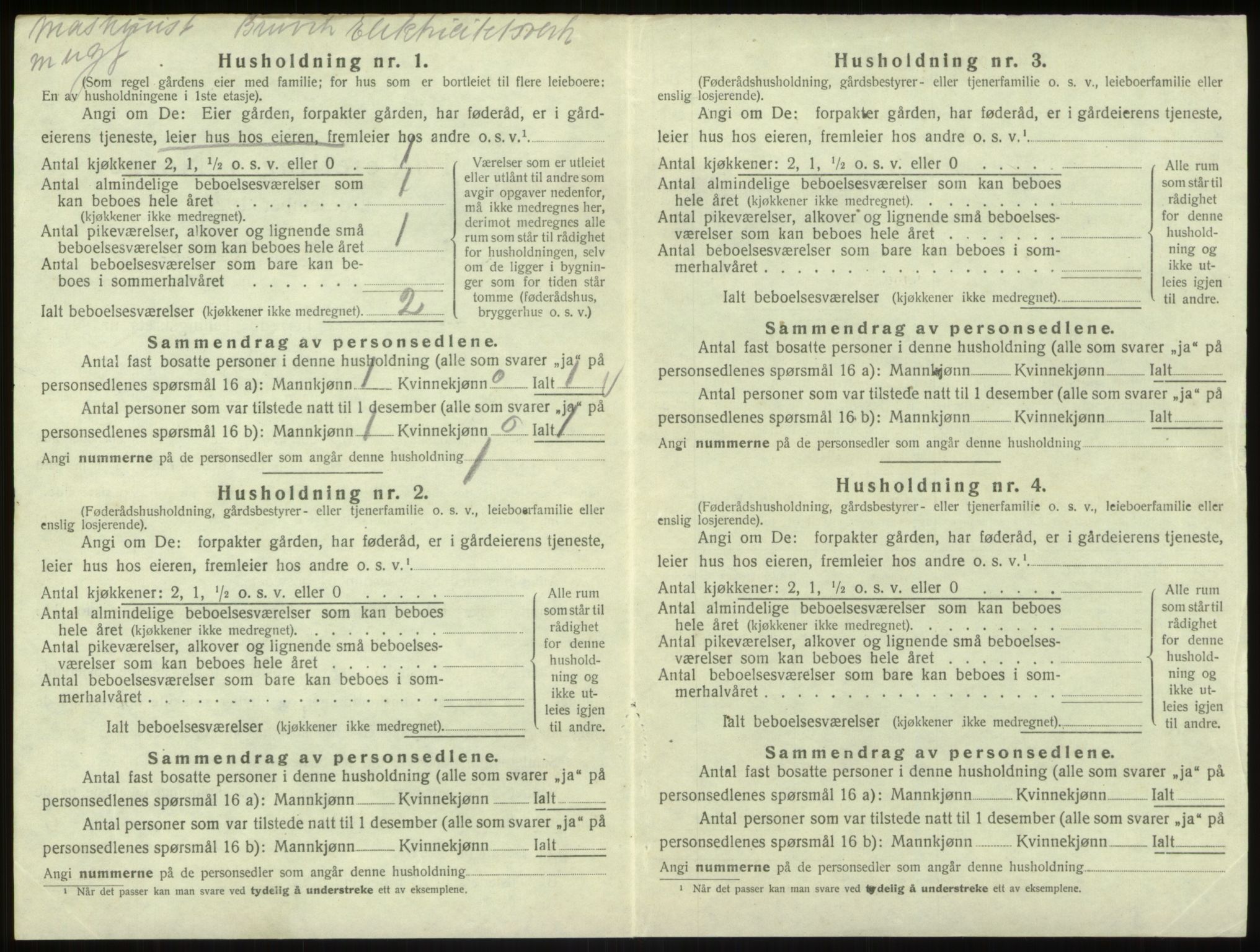 SAB, 1920 census for Bruvik, 1920, p. 523